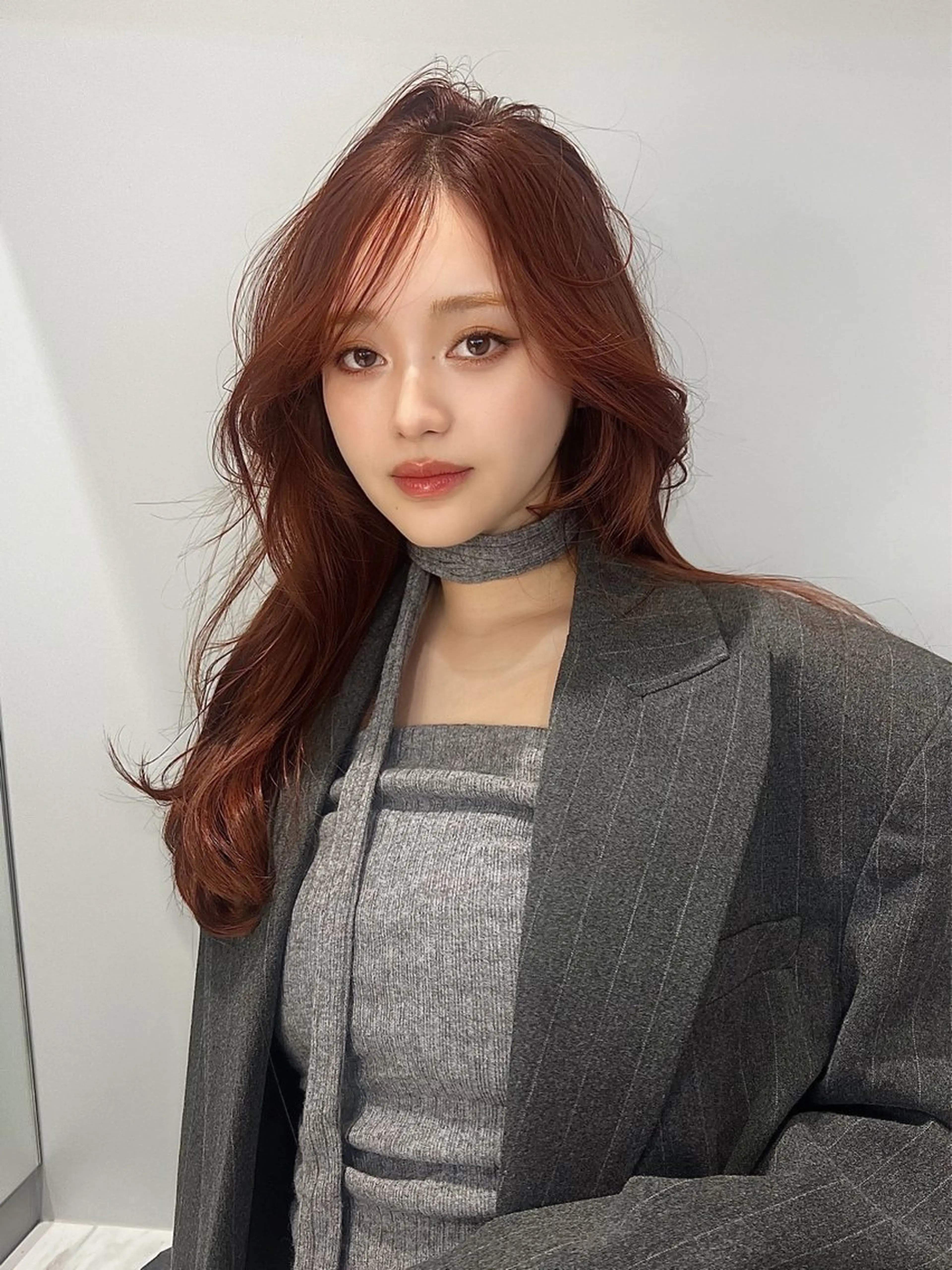 ロング カラー ブラウンカラー カット ヘアカラー トリートメント ヘッドスパ ヘアセット 柔らかブラウン/顔周 りレイヤー♡ユウシのヘアスタイル