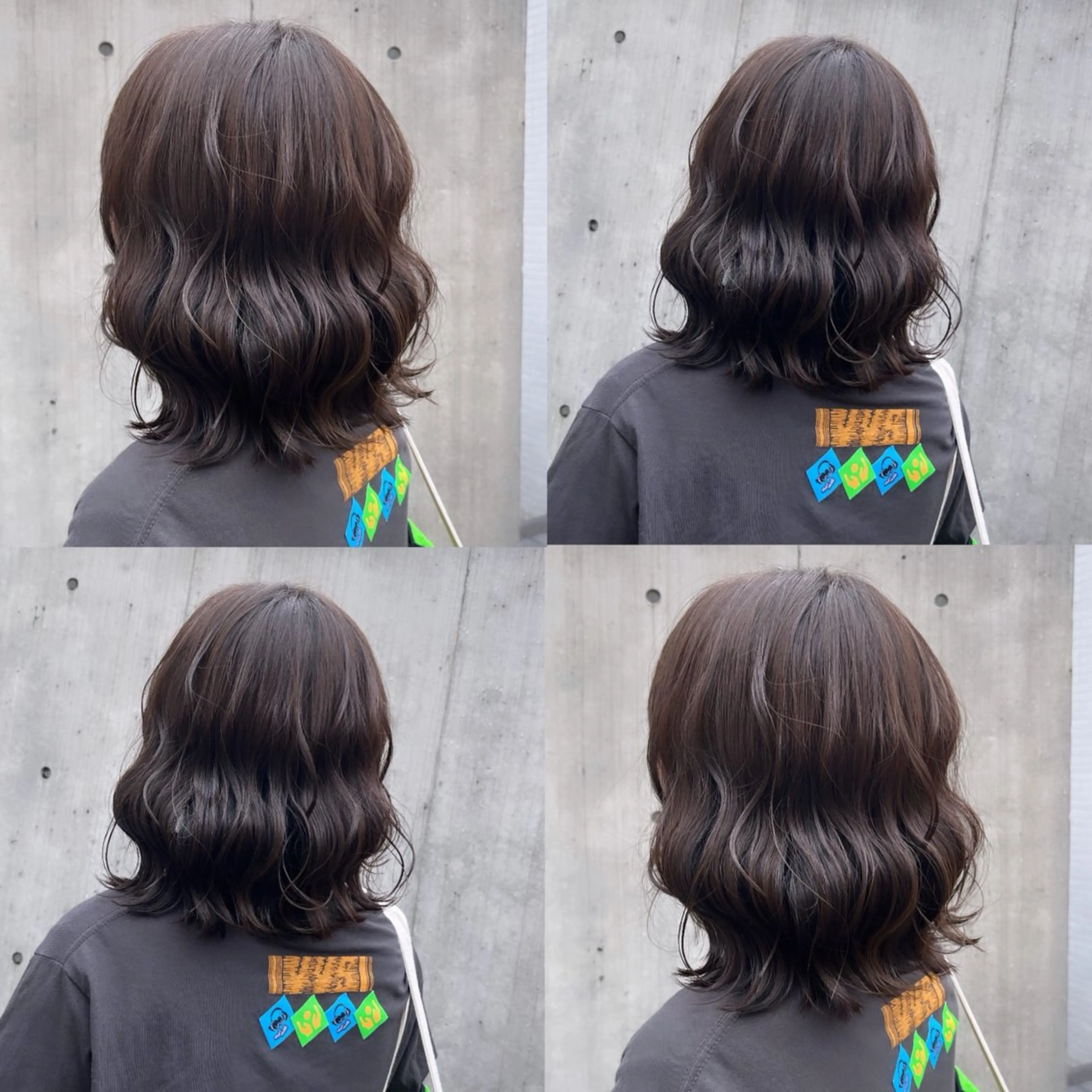 ミディアム カラー アッシュ アッシュグレー アッシュグレージュ ブラウンカラー 透明感カラー ヘアカラー トリートメント ヘッドスパ ヘアセット カジュアルを女っぽく 𝗮𝘆𝗮𝗰𝗼のヘアスタイル