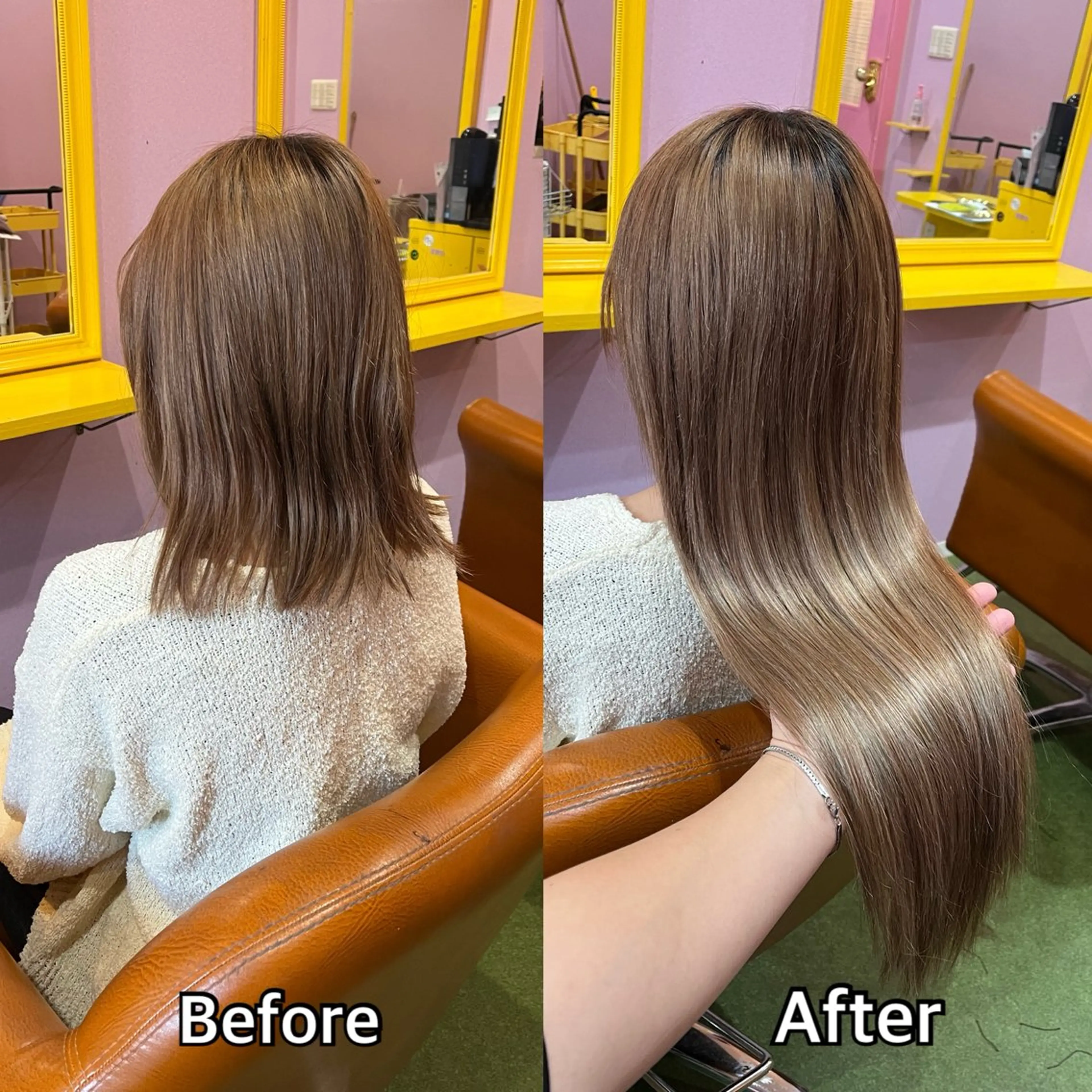 ロング エクステ シール+ちび編み込み エクステ梅田🐨のヘアスタイル