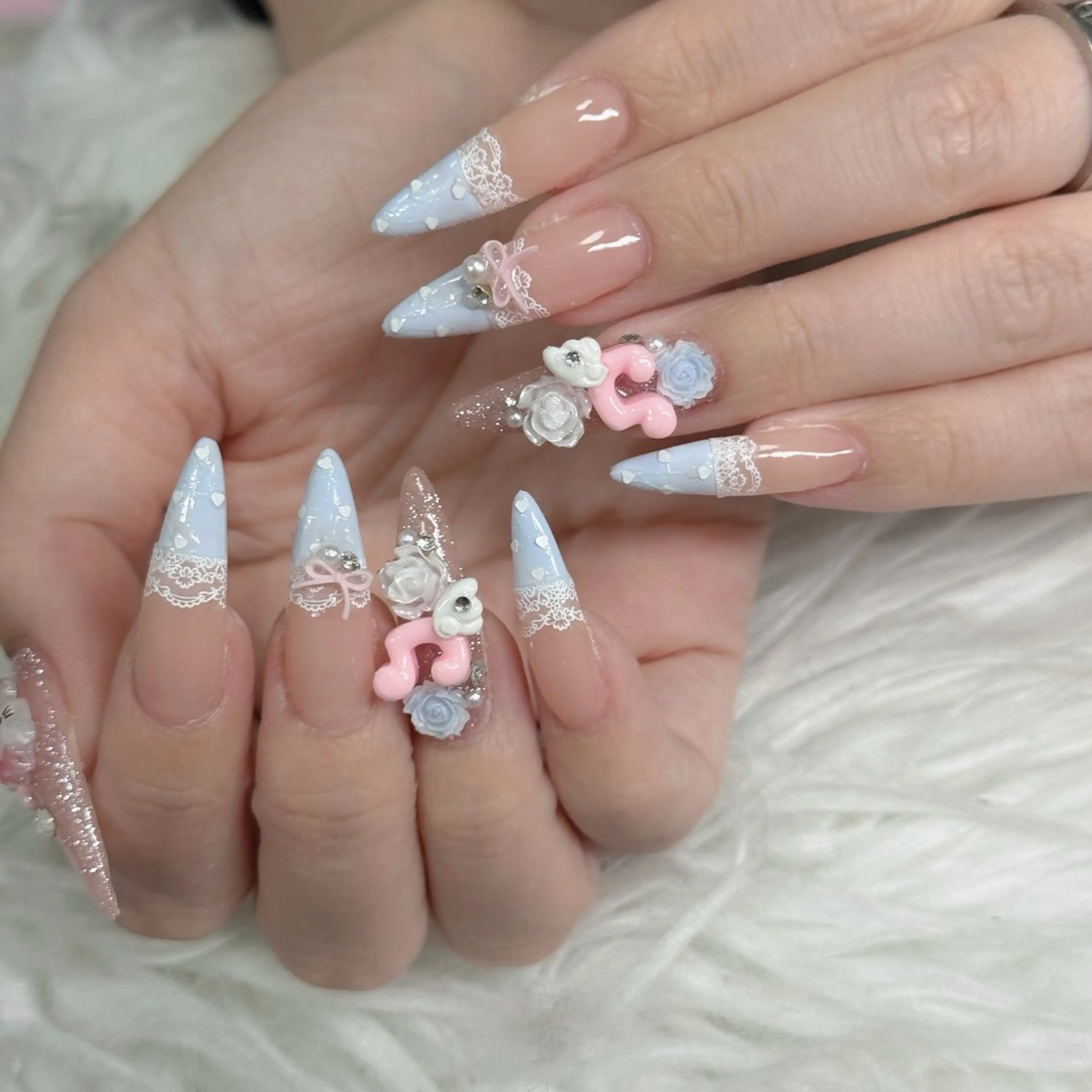 ネイル フットネイル フレンチネイル グラデーション 韓国ネイル ロングネイル ハンドネイル Hani Nail Salonのネイルデザイン