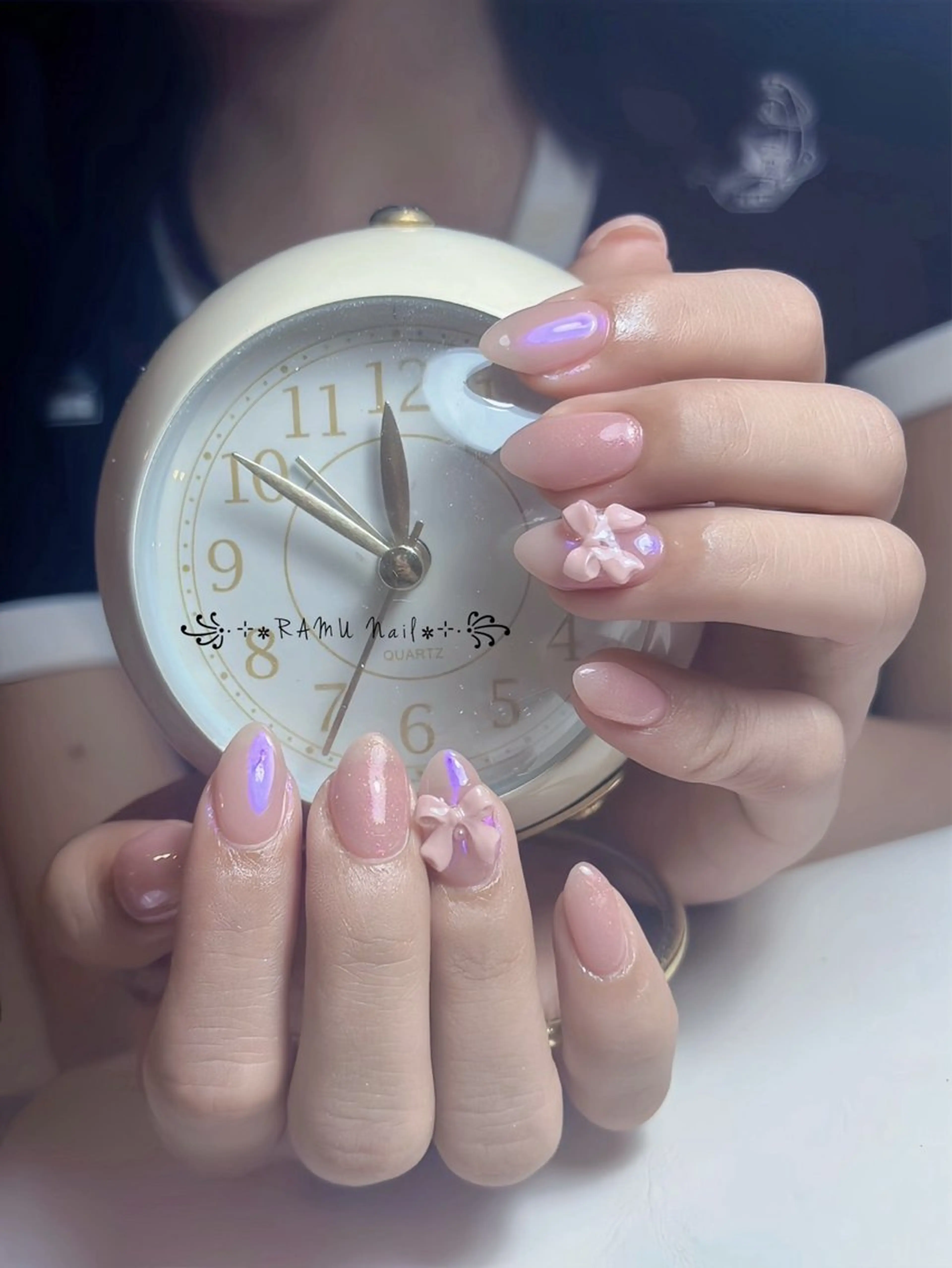 ネイル キラキラネイル マグネットネイル ミラーネイル ピンク 夏ネイル ハンドネイル RAMU Nail 恵比寿店のネイルデザイン