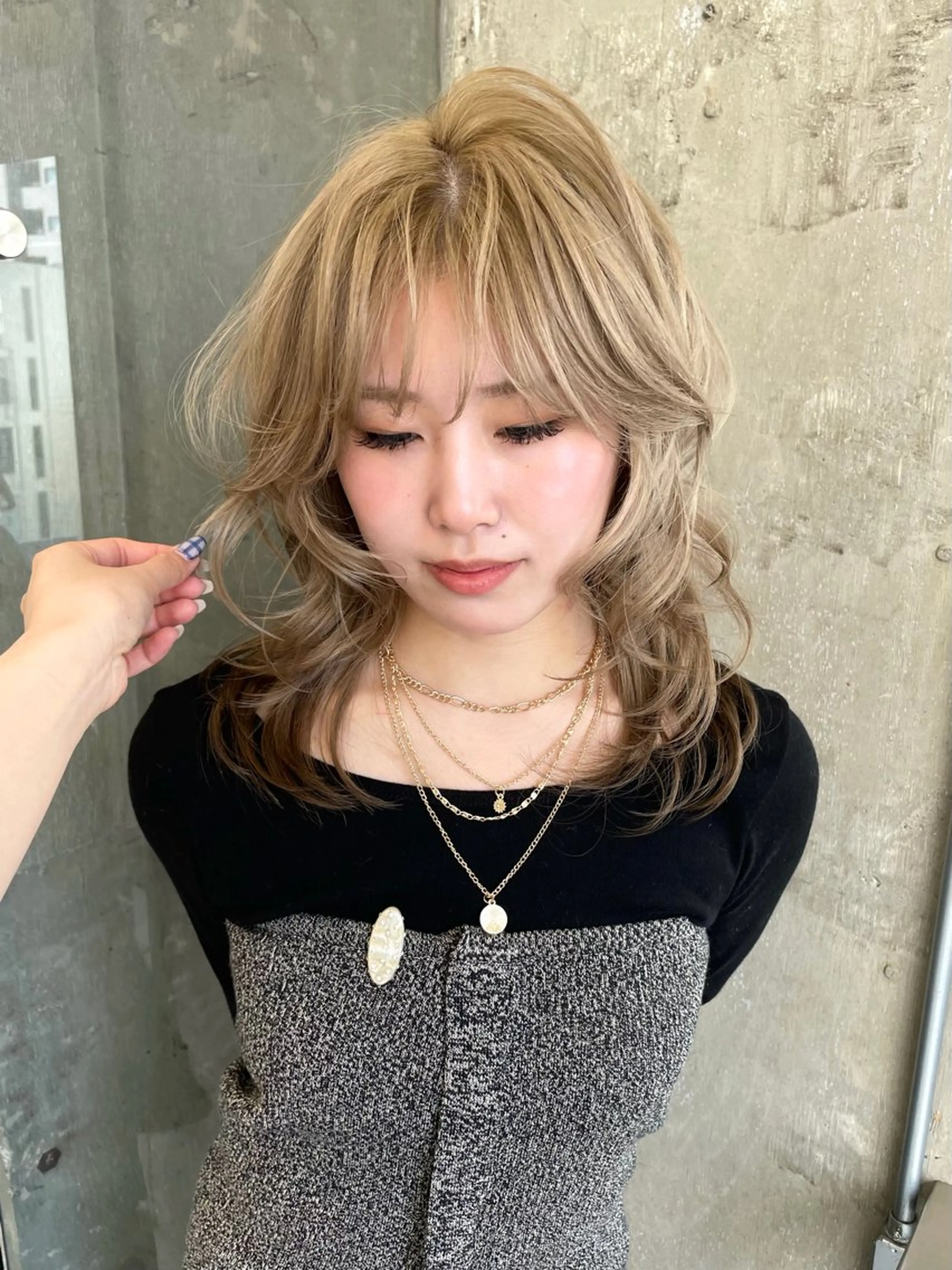 セミロング カラー RIN/ レイヤー/オリーブのヘアスタイル