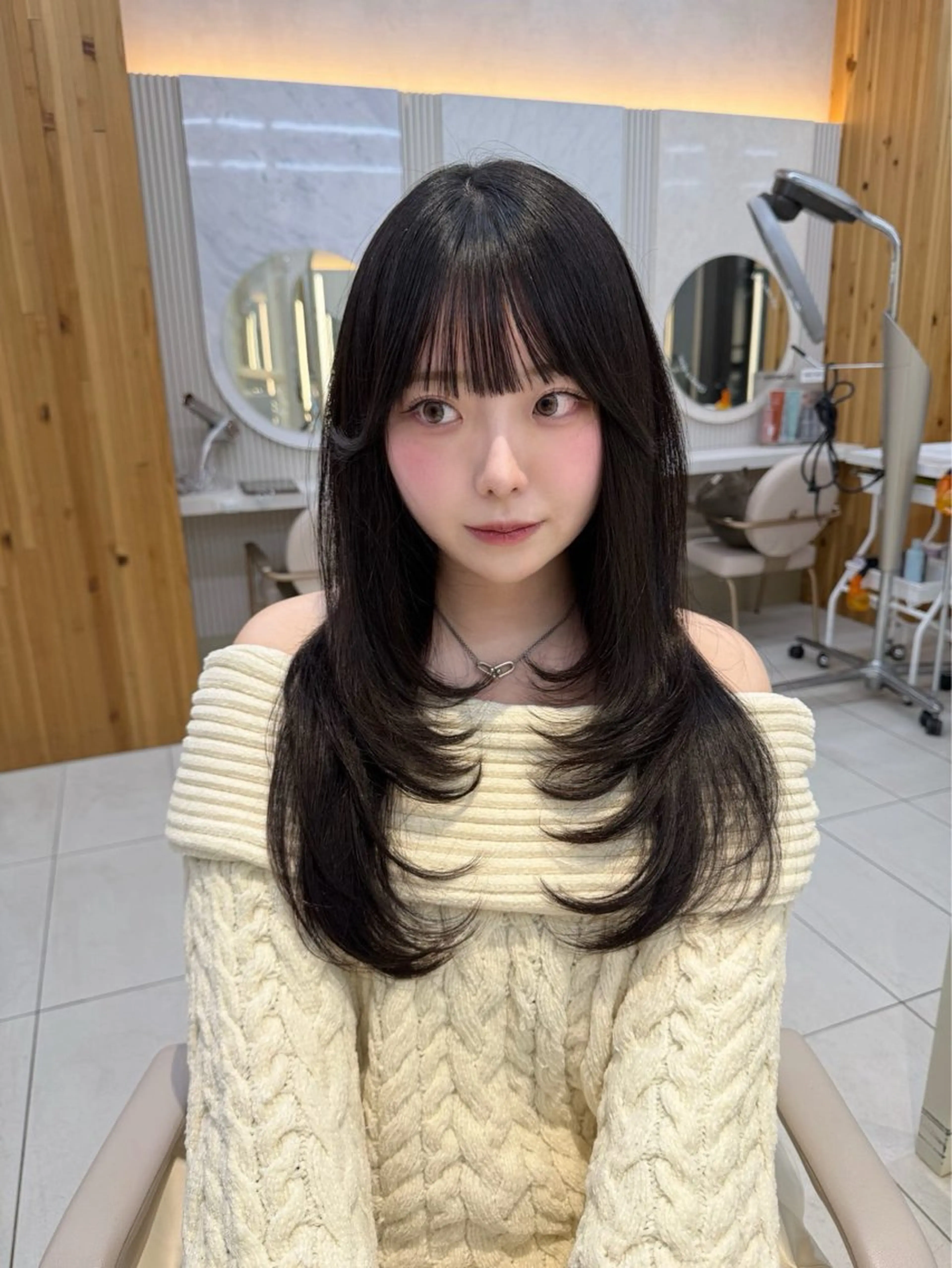 セミロング カット ヘアカラー トリートメント 顔周り/透明感カラー /韓国ヘア/TAKUのヘアスタイル