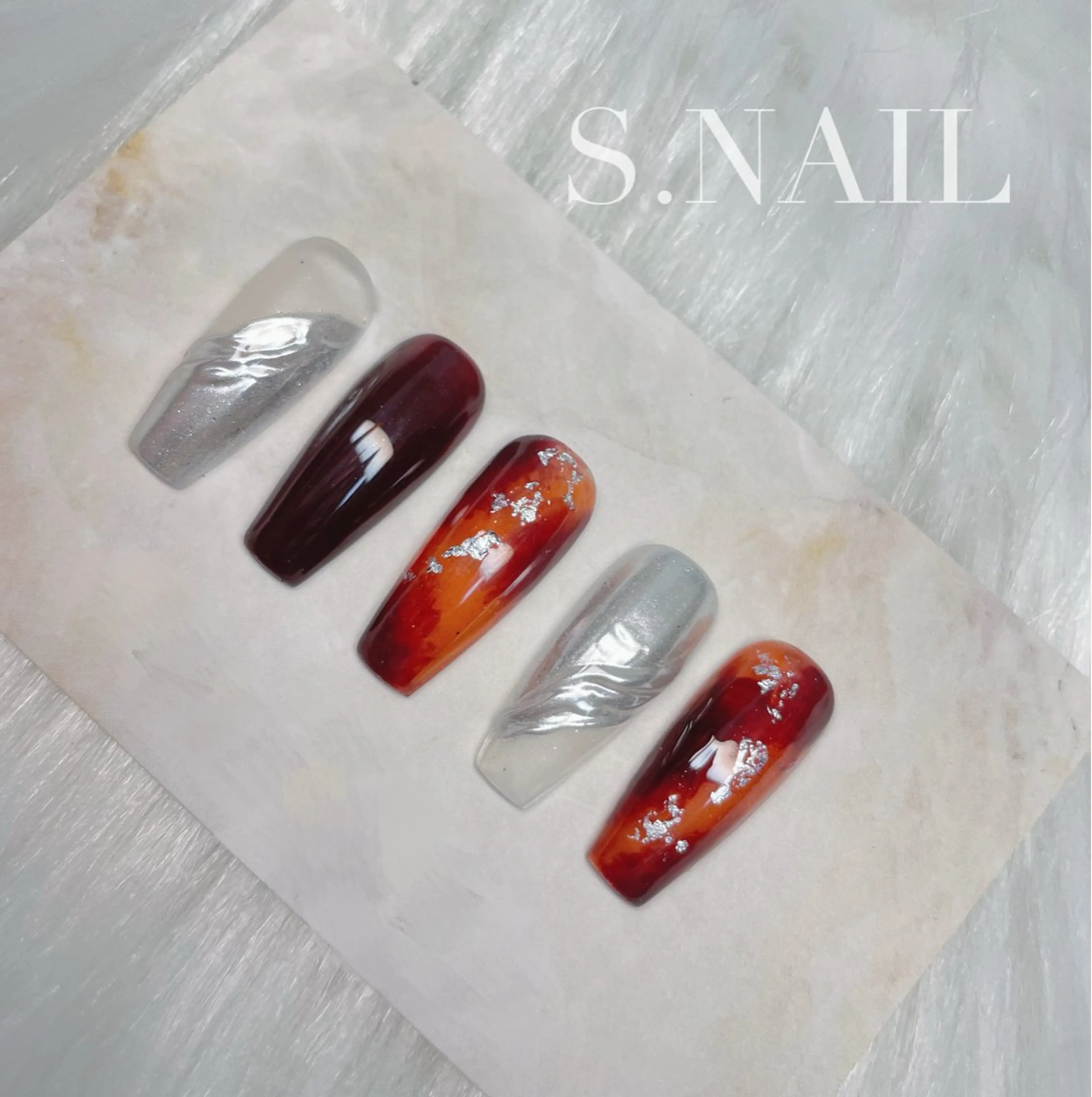 ネイル べっ甲ネイル ボルドー ハンドネイル S♡NAIL所属・S.NAIL Suuのネイルデザイン