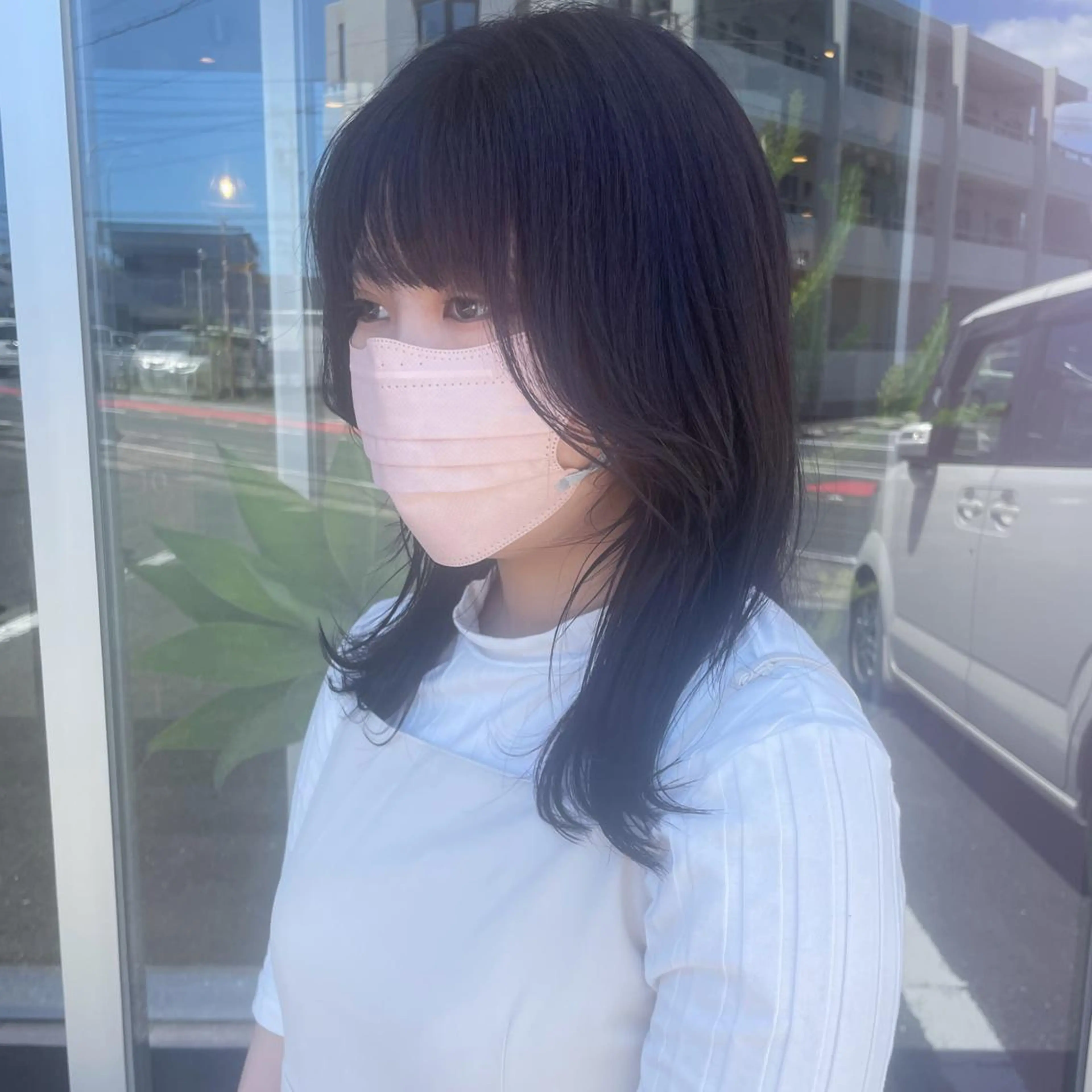 ミディアム カラー カット ヘアカラー トリートメント ひなた 艶カラー/渋谷のヘアスタイル