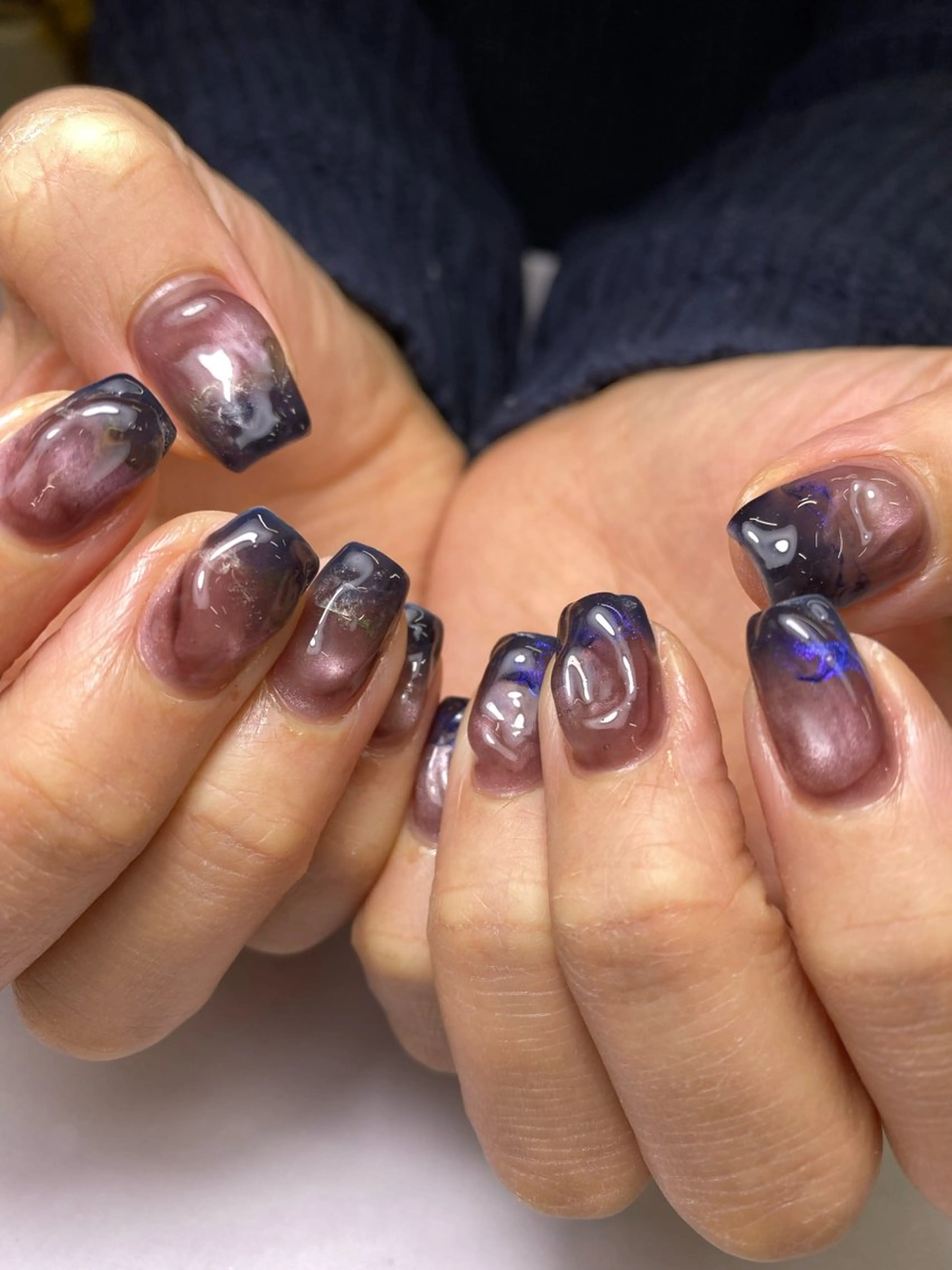 ネイル 成人式 フラッシュネイル フレンチネイル ジェルネイル マグネットネイル ハンドネイル 草加ニュアンスネイル 🌚hersのネイルデザイン