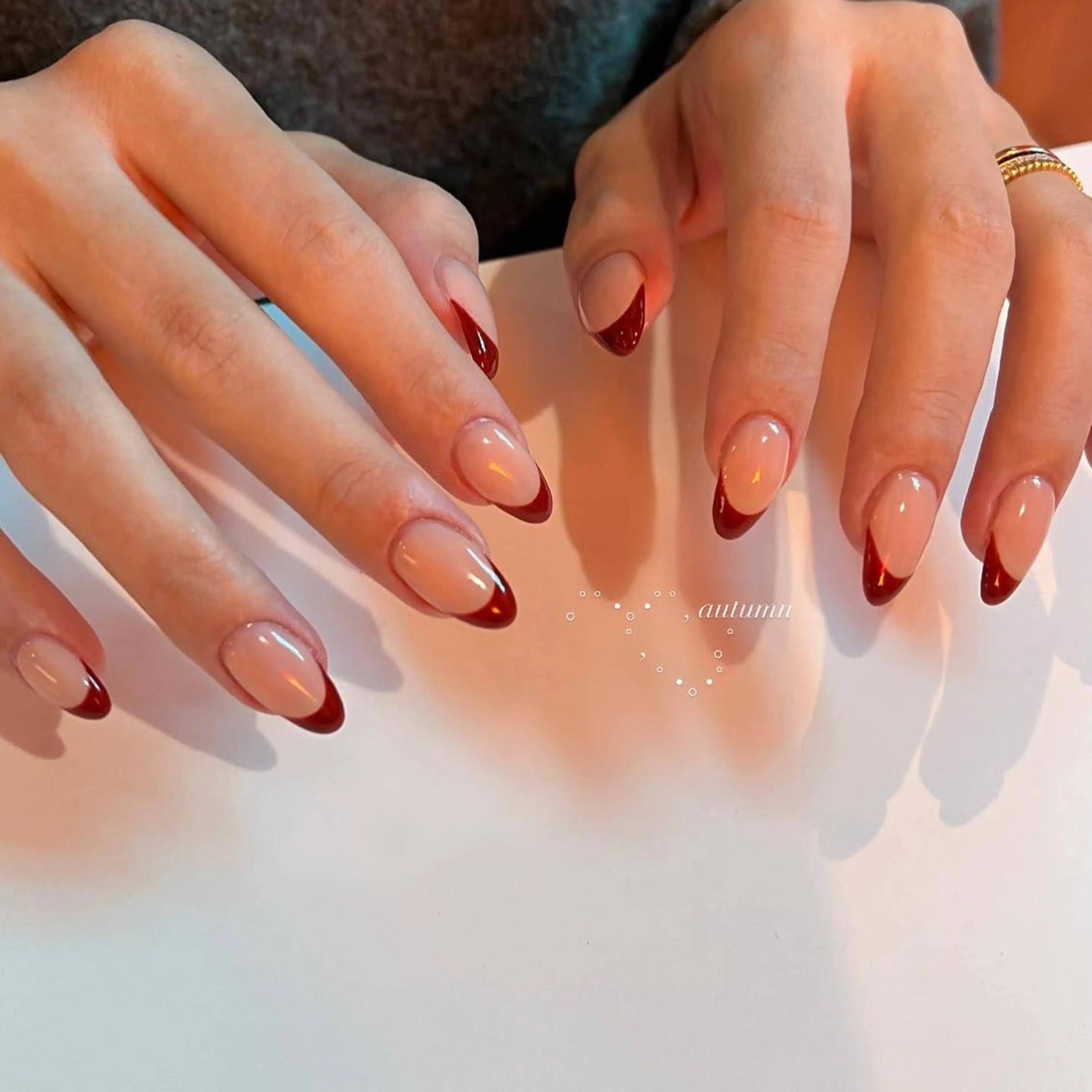 ネイル ボルドー フレンチネイル Nail Salon .U所属・Sota Nahoのネイルデザイン