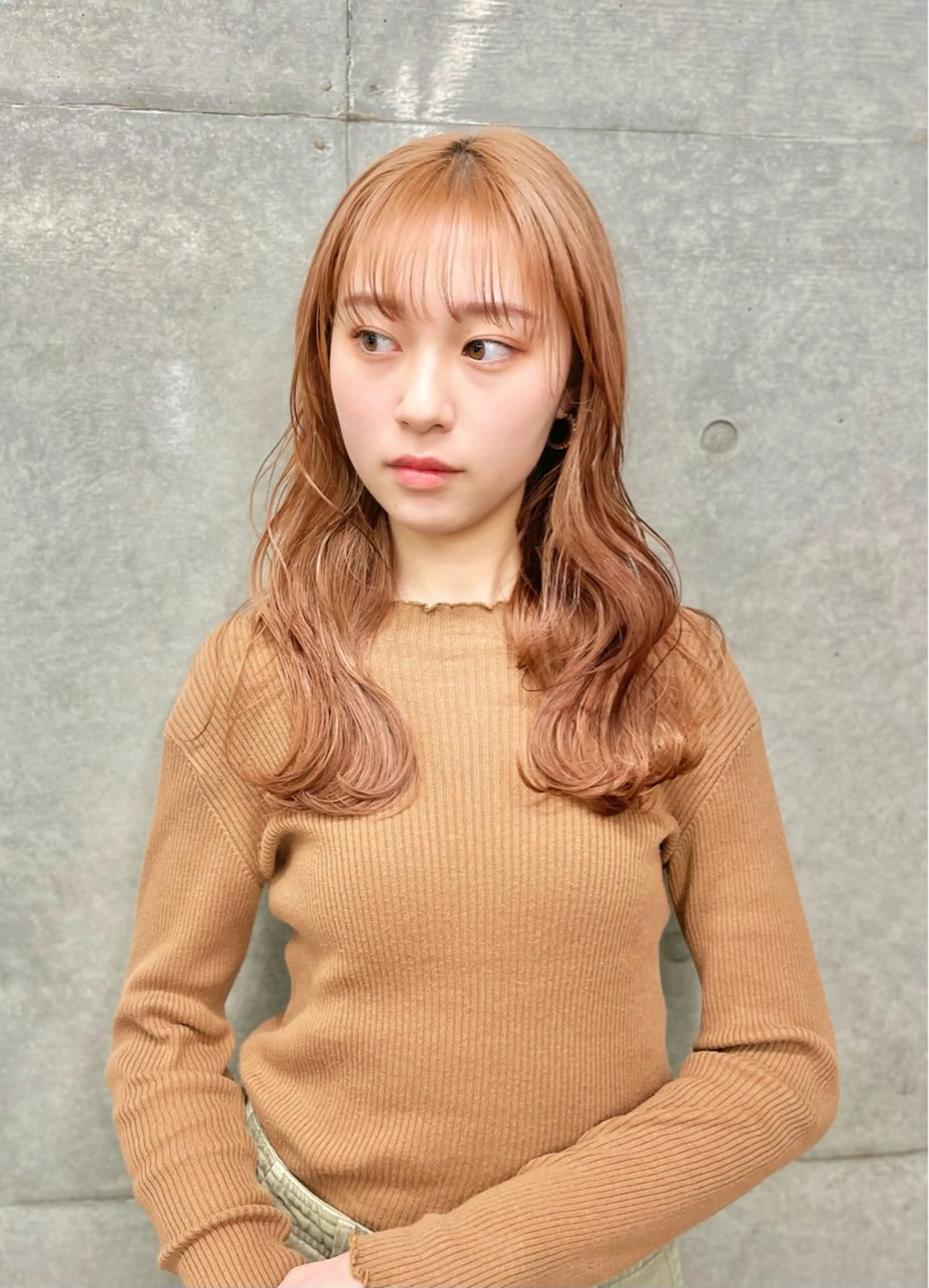 ロング アッシュ ボブ くびれヘア 顔まわりレイヤー ハイライト 表参道/髪質改善/ 髪質改善カラー/遠藤のヘアスタイル