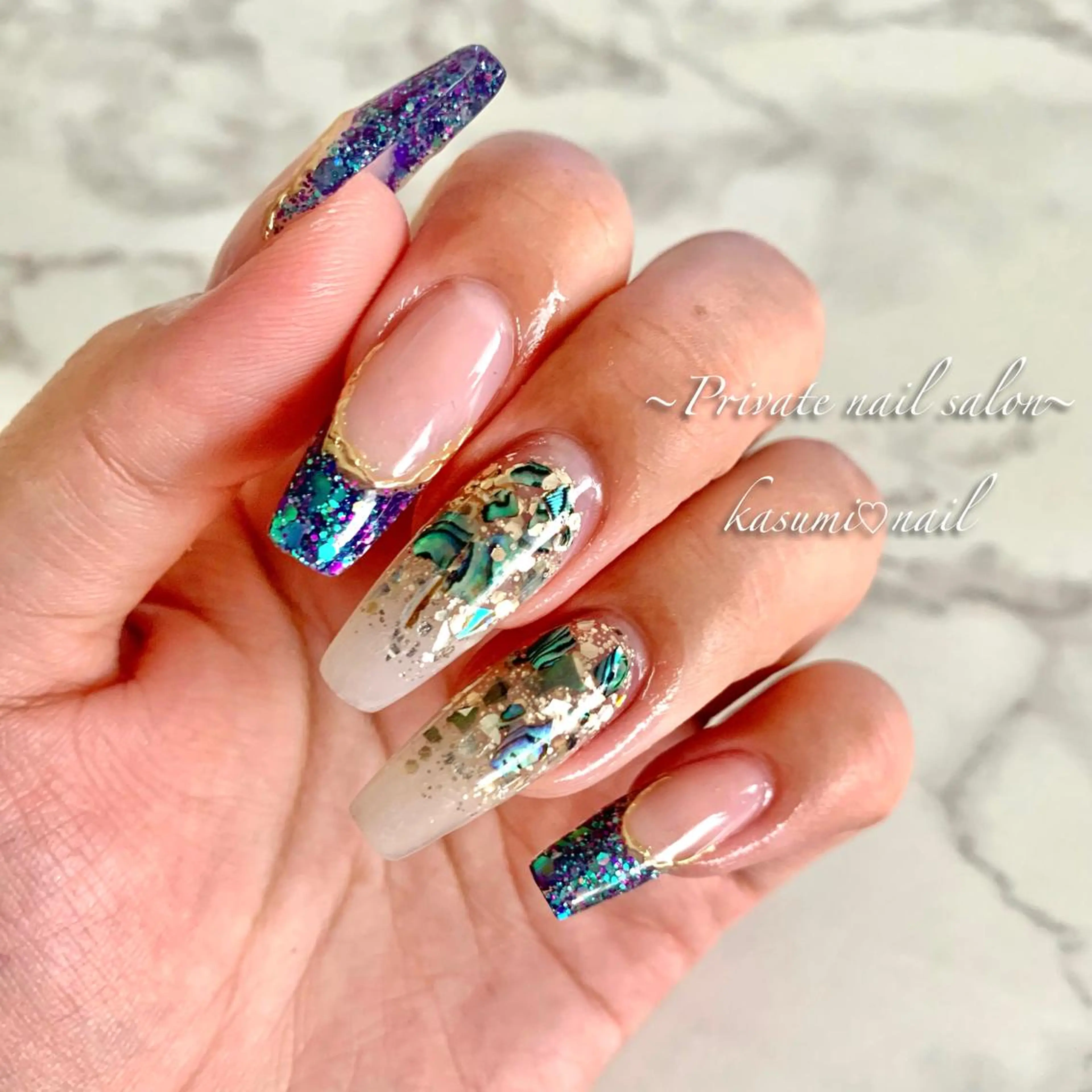 ネイル アートネイル ラメ(グリッター) マグネットネイル ミラーネイル 持ち込み KASUMI♡ Nailのネイルデザイン