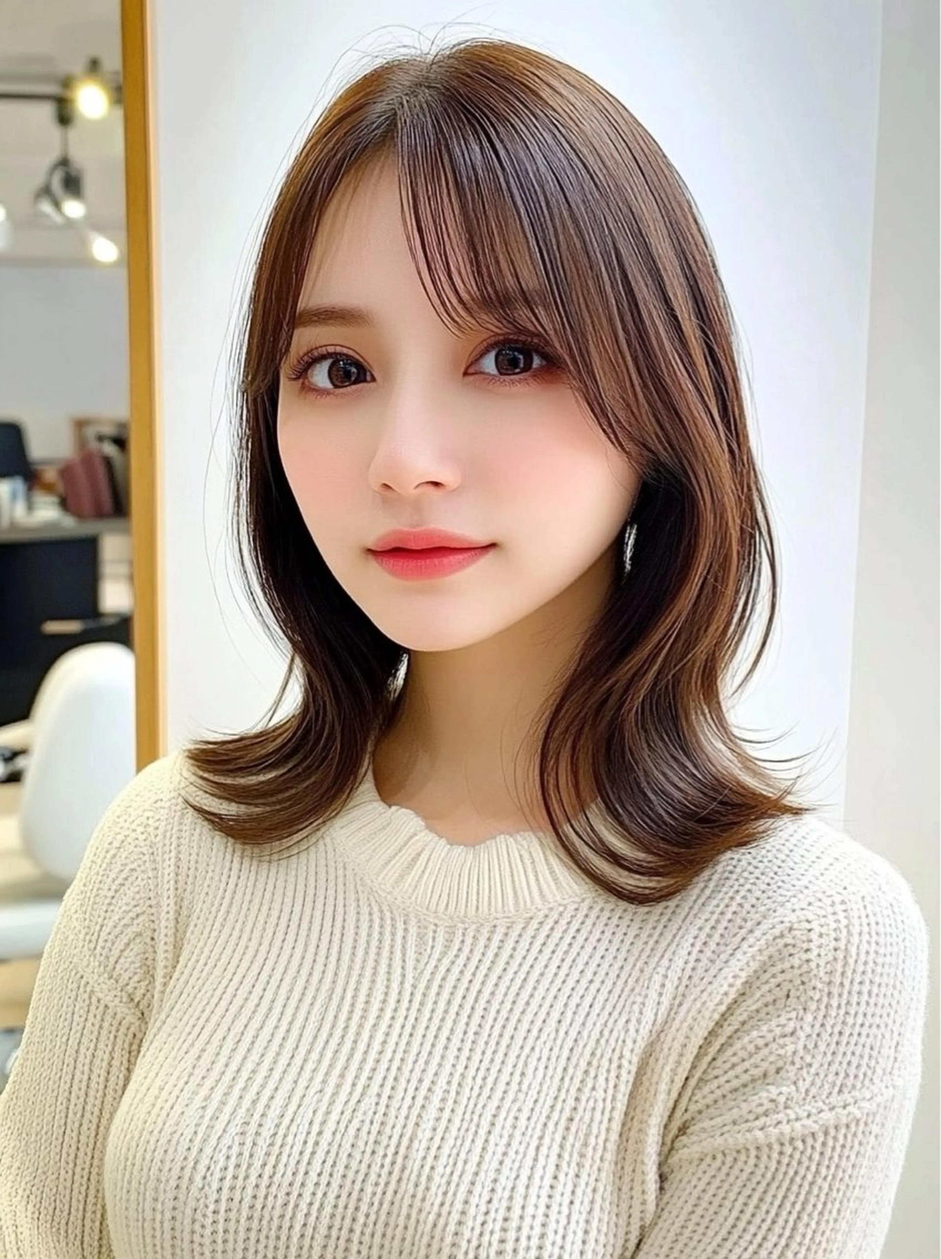 ミディアム カラー カット ヘアカラー トリートメント レイヤー×顔周 り×髪質改善/MIUのヘアスタイル