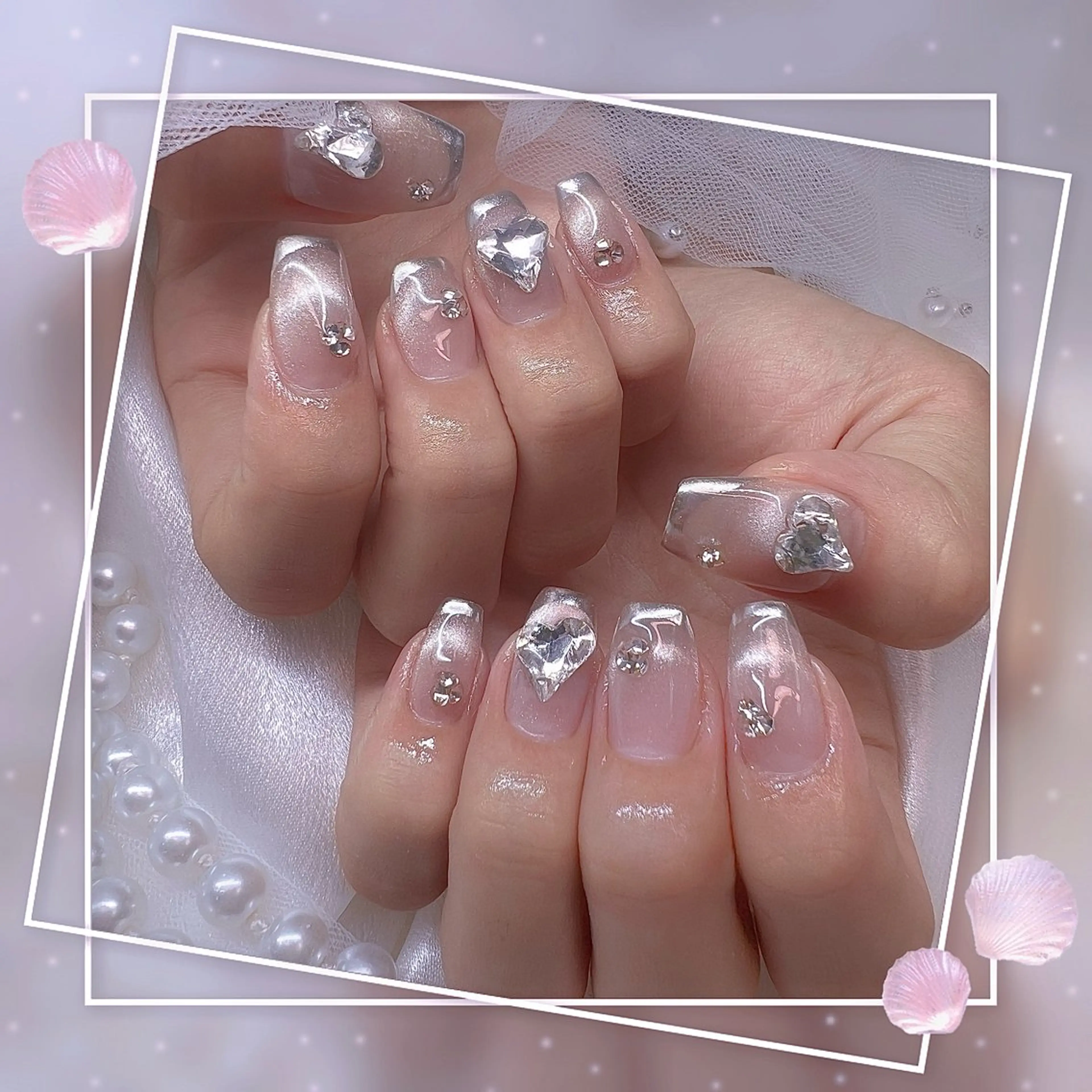 ネイル チークネイル フレンチネイル グラデーション マグネットネイル マグネットフレンチ ハンドネイル ハンドケア Chill Nailsalonのネイルデザイン