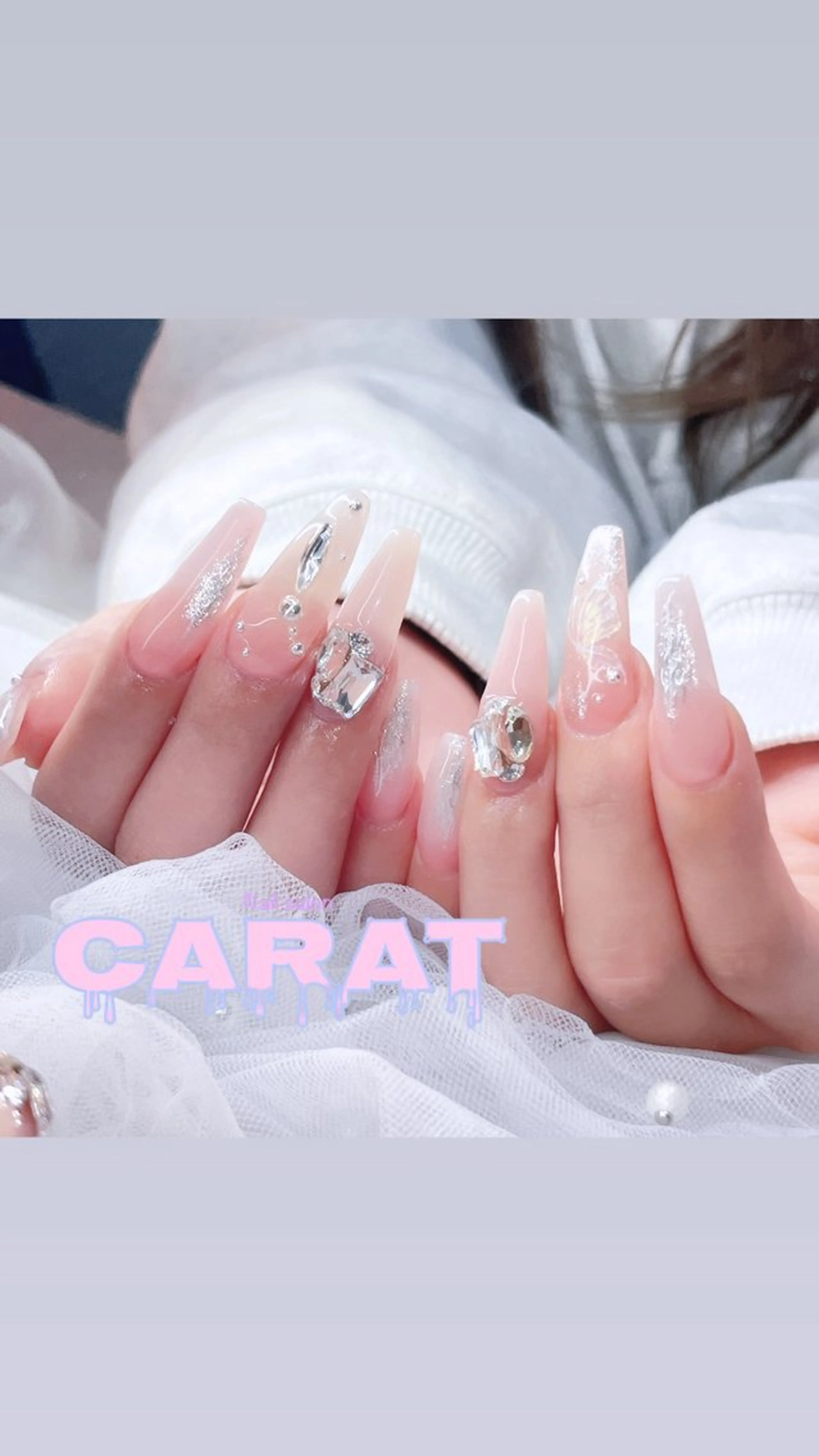 ネイル フレンチネイル キラキラネイル 韓国ネイル ニュアンスネイル シンプルネイル ハンドネイル CARAT/ Rinaのネイルデザイン