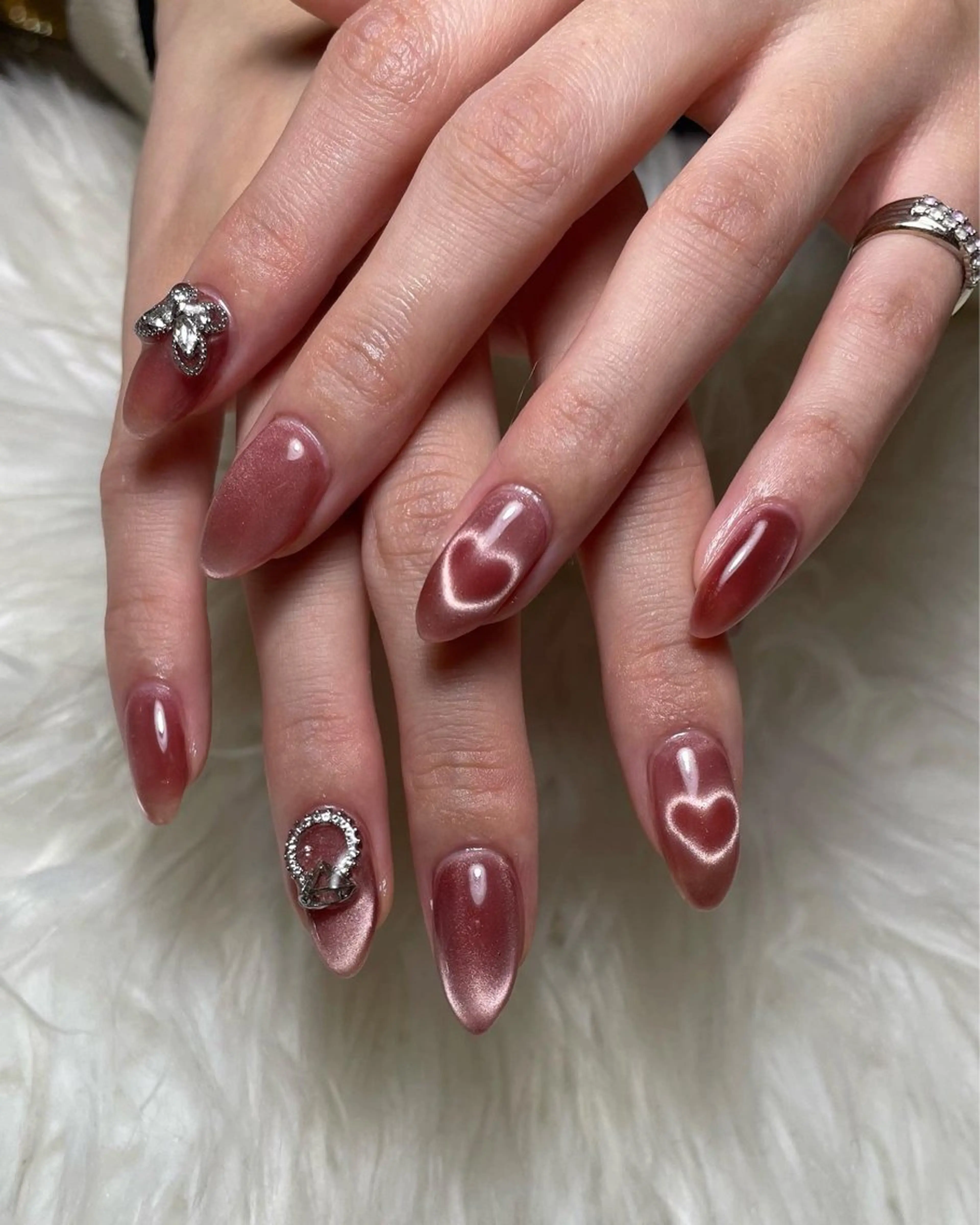 ネイル ハート マグネットネイル nail salon BELLUNA所属・BELLUNA Mizuki❤︎のネイルデザイン