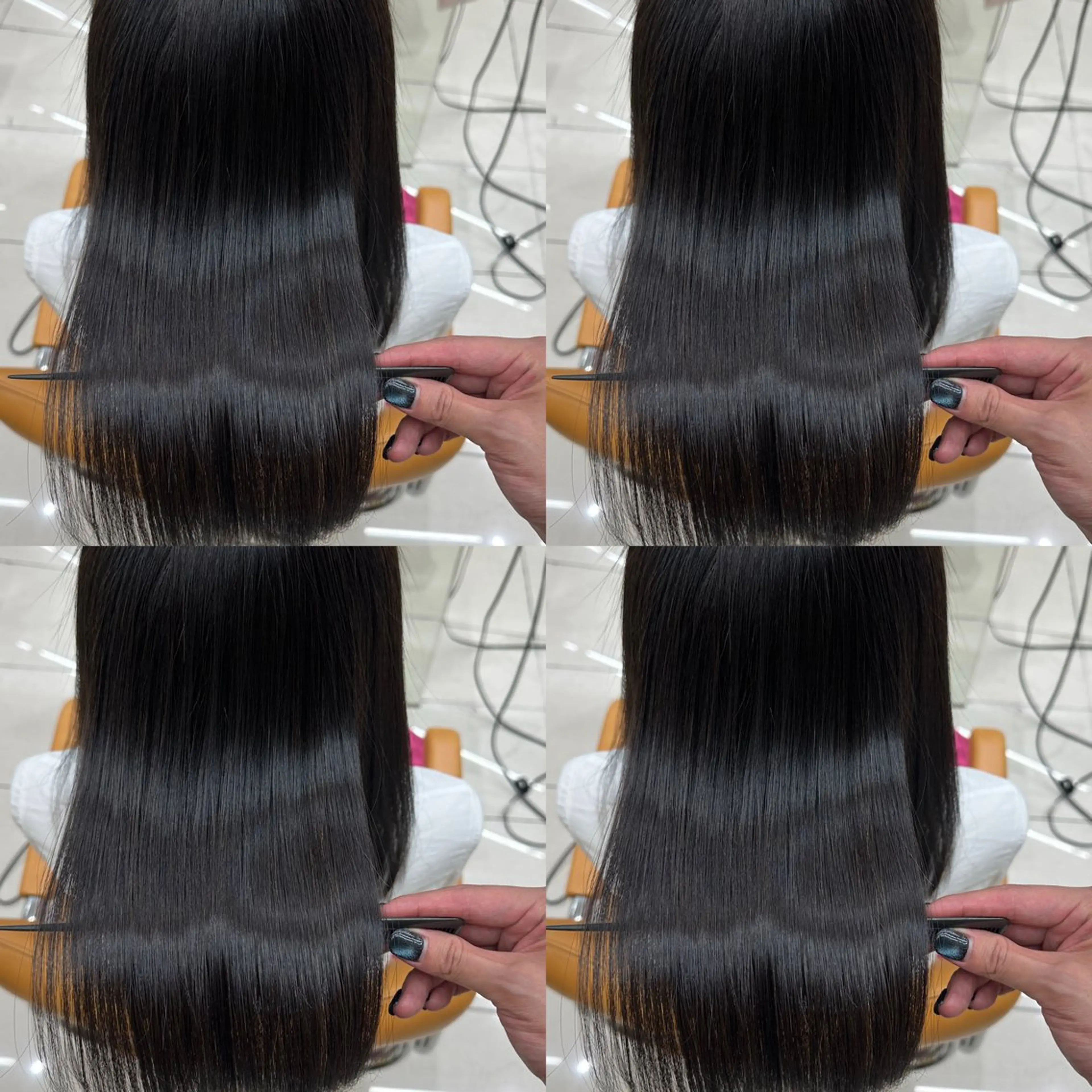 セミロング パーマ カット 縮毛矯正 トリートメント 髪質改善× ハイライト溝江のヘアスタイル