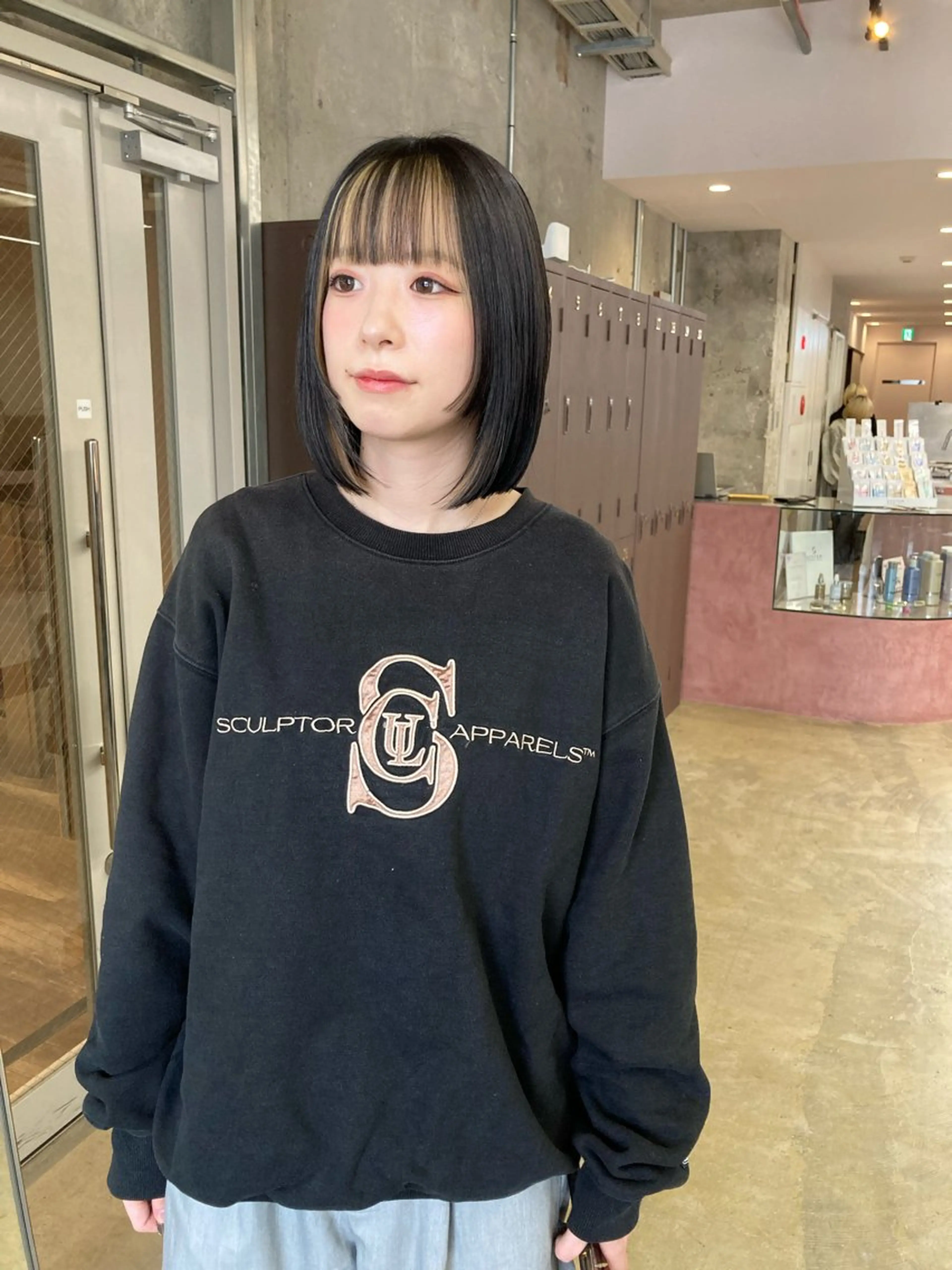 ミディアム カラー ベージュカラー ホワイトベージュ 小木曽智美 /ボブ/ショートのヘアスタイル