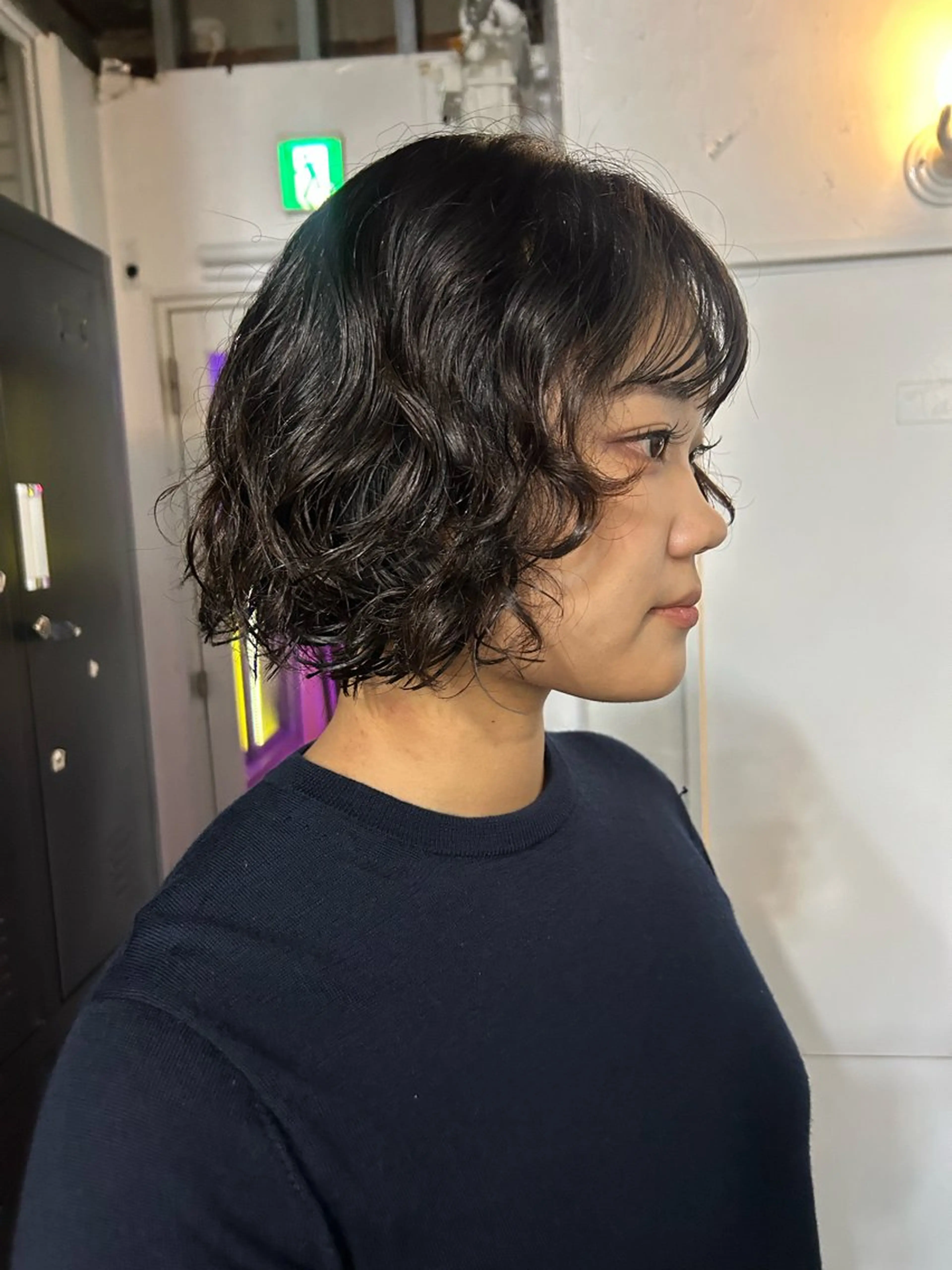 ミディアム パーマ ボブレイヤー ミディアムパーマ ボブ レイヤーカット カット パーマ 小川真歩/パーマ /暖色オリーブのヘアスタイル