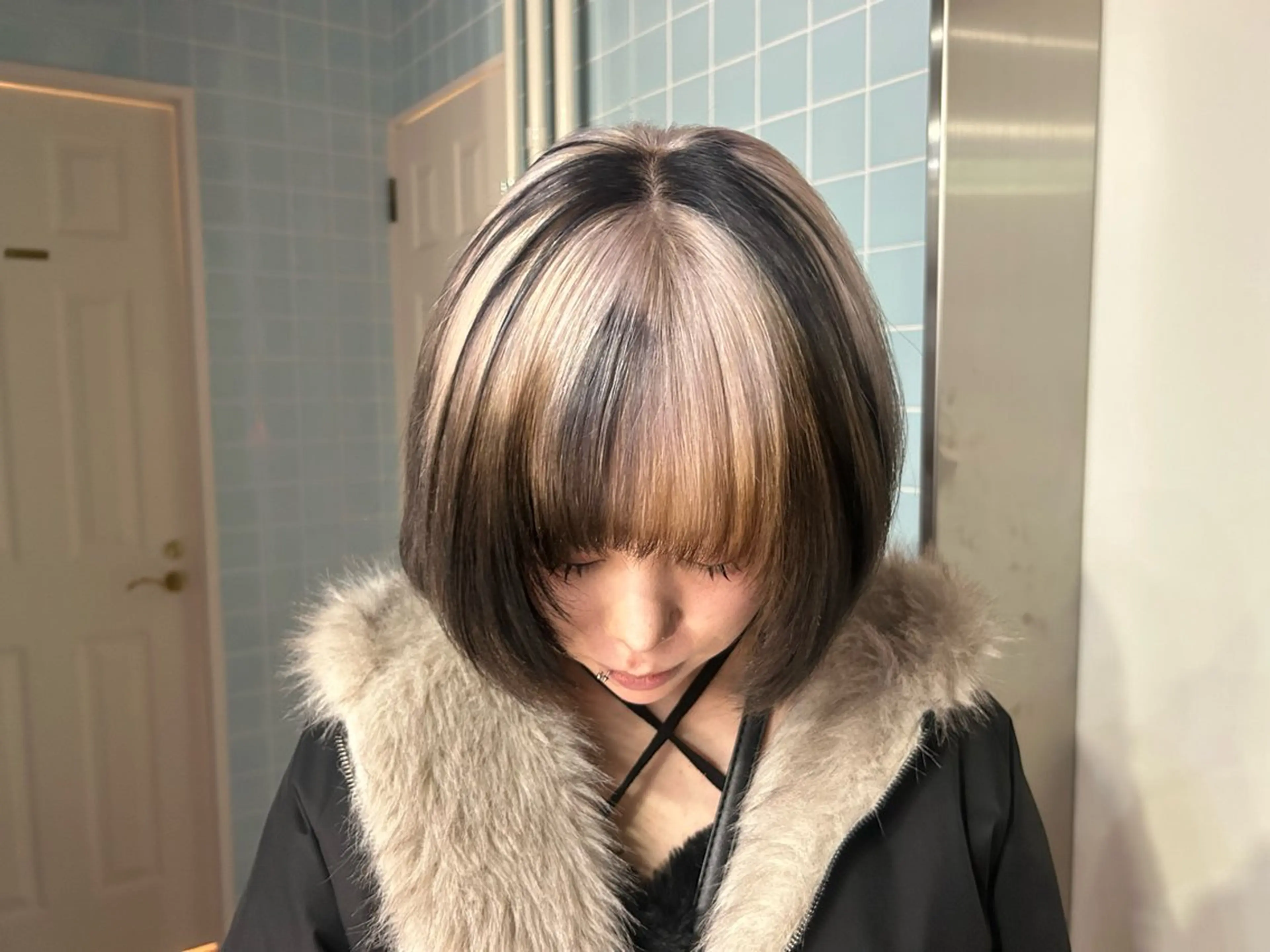 ミディアム カラー デザインカラー ボブ cope’u ROWEN所属・🪽デザインカラー/ ブリーチ/陽向🪽のヘアスタイル