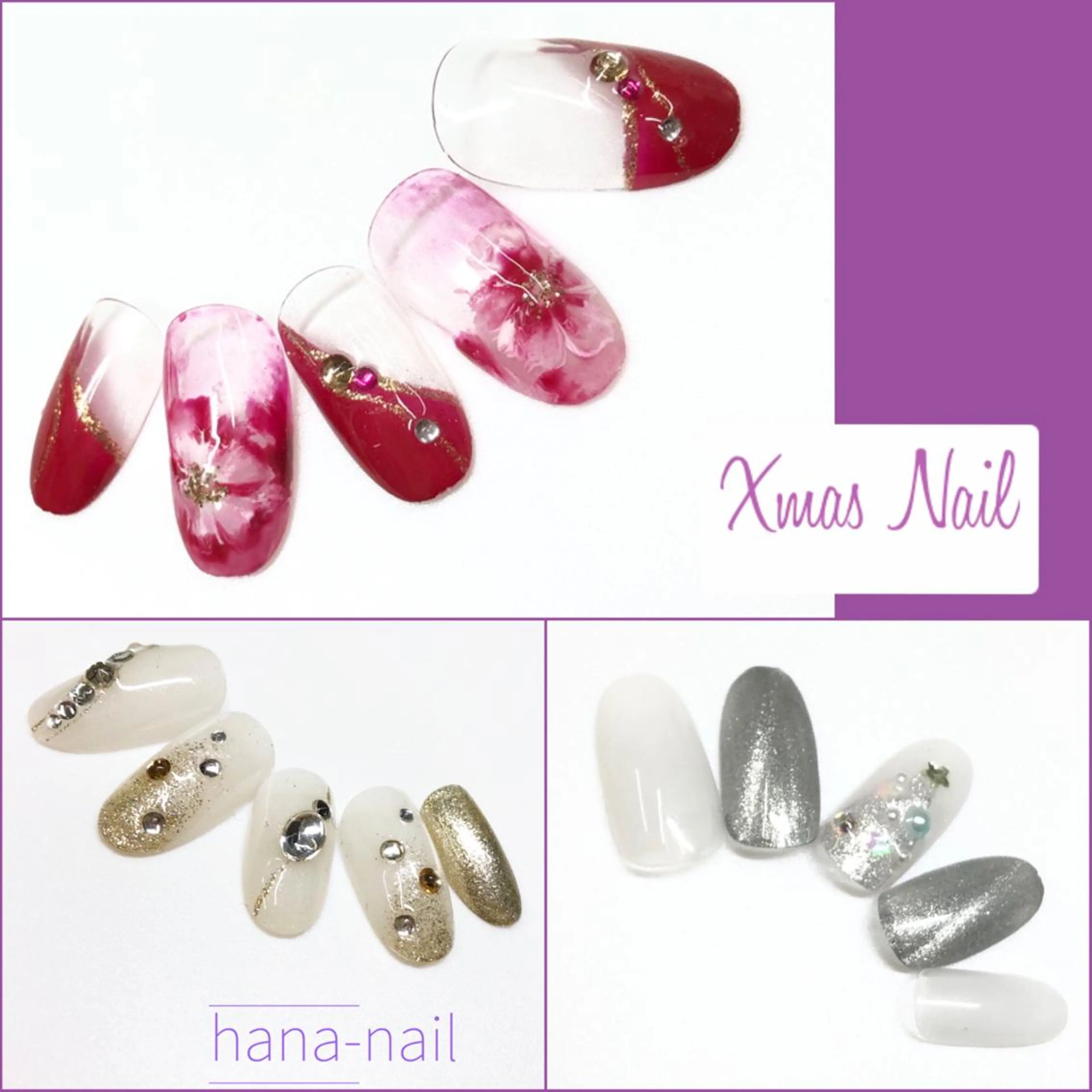 ネイル アートネイル 長さ出し ストーンネイル Kao hana-nailのネイルデザイン