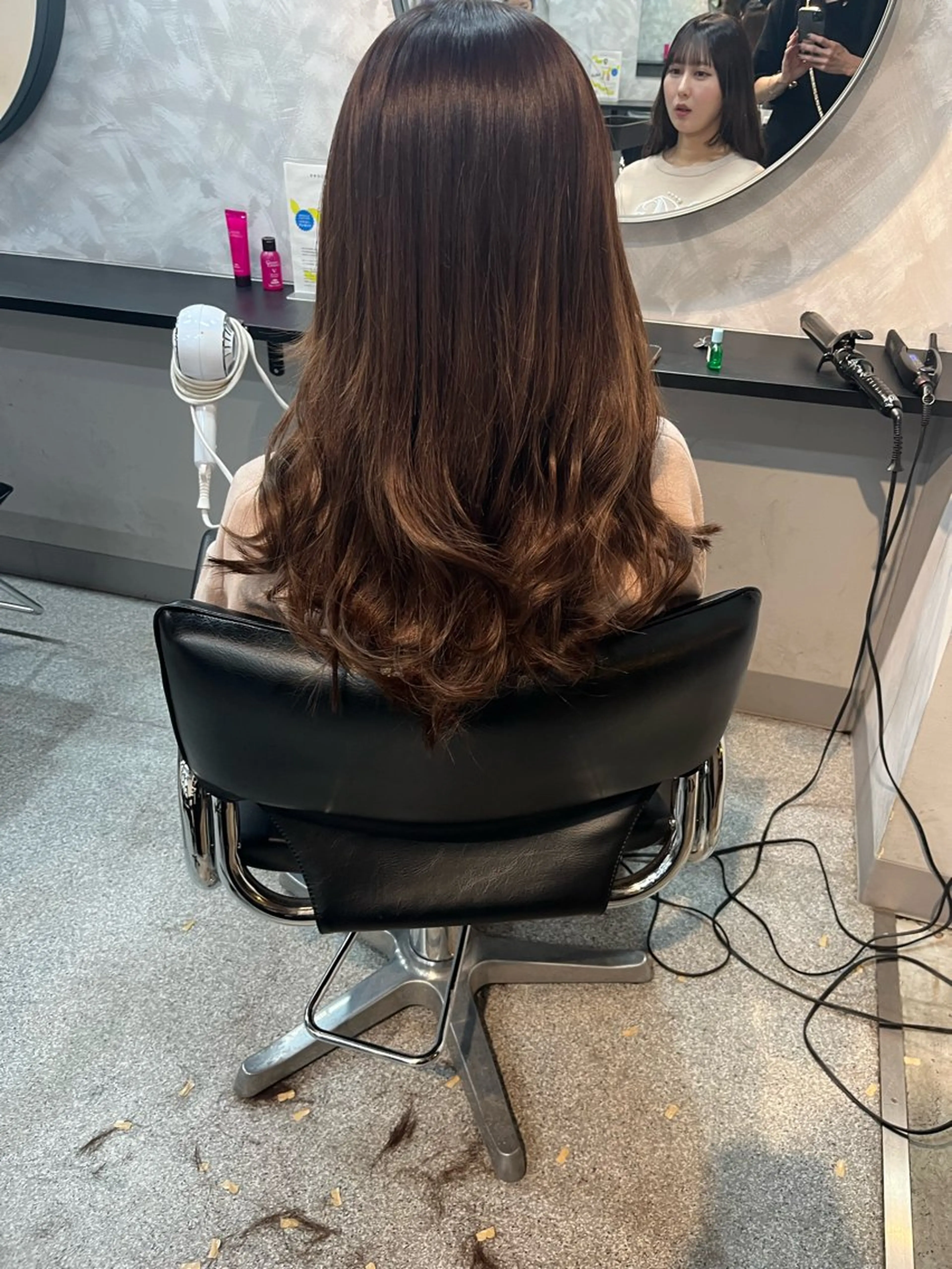 セミロング エクステ 韓国風ヘア 濱川響太レディース カットモデルのヘアスタイル