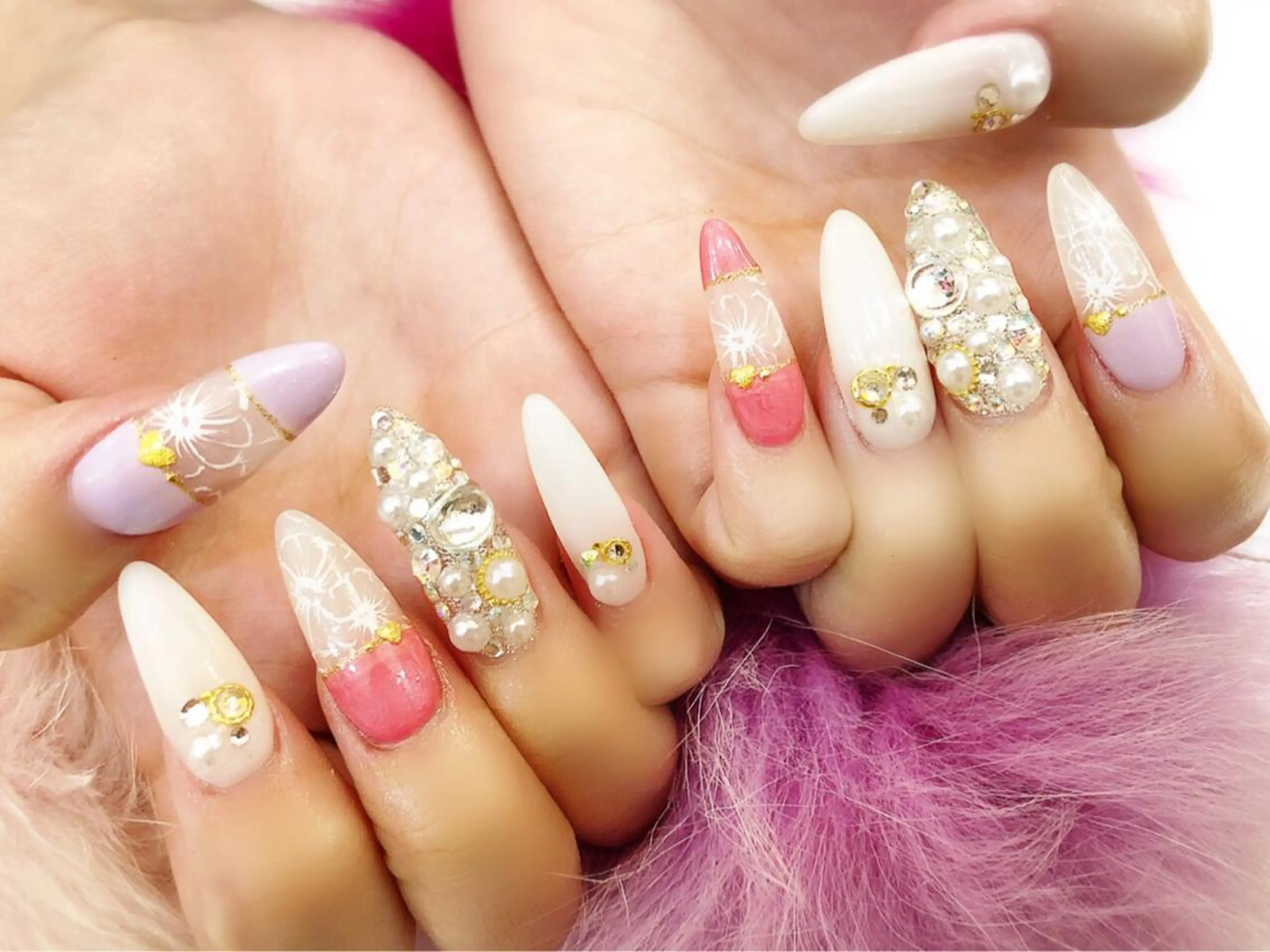ロング カラー メンズ キッズ ネイル ジェルネイル ラメ(グリッター) スカルプネイル 冬ネイル NAILSGOGO shibuyaのネイルデザイン