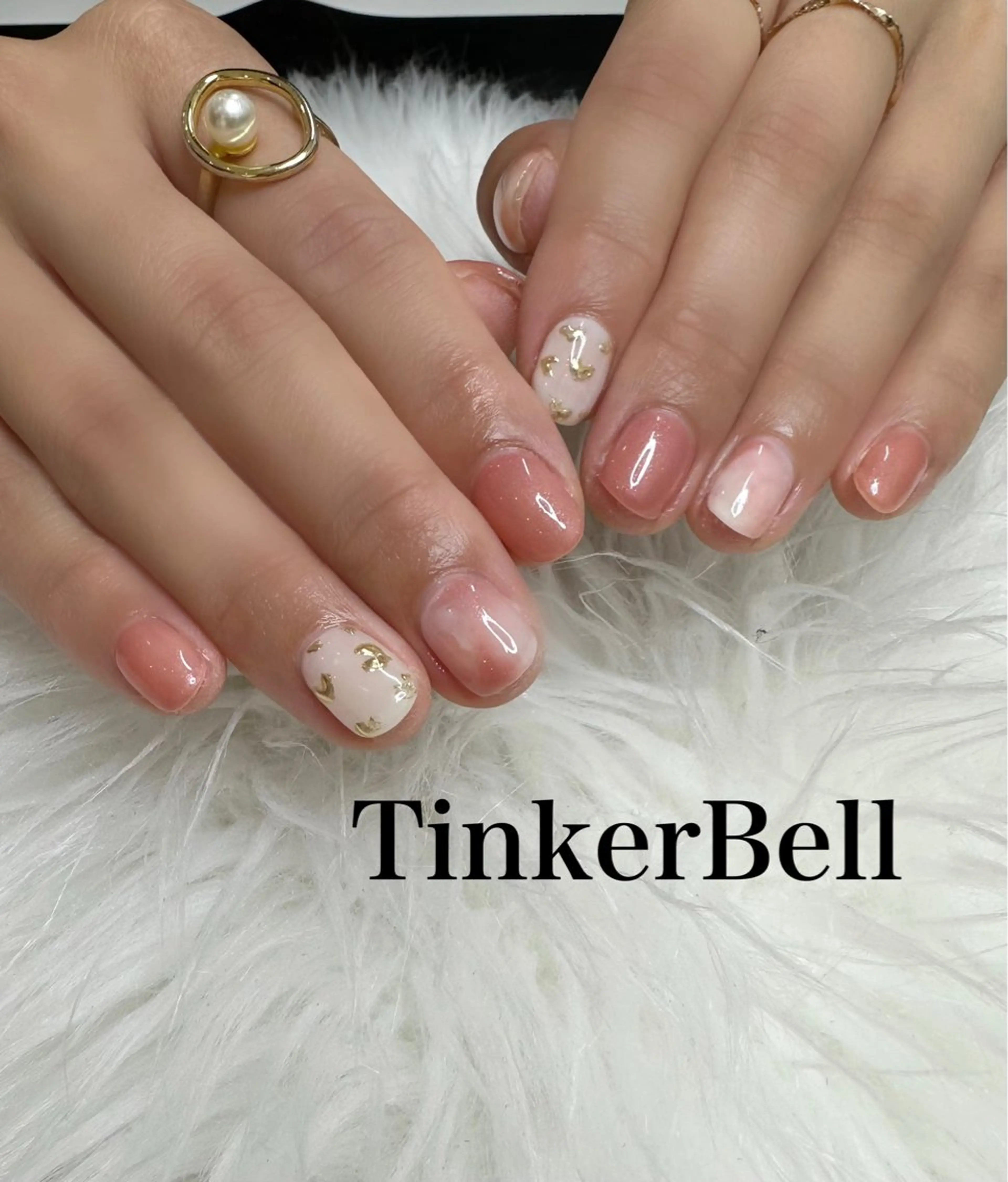 ネイル ミラーネイル バレンタイン ハンドネイル Tinker Bellのネイルデザイン