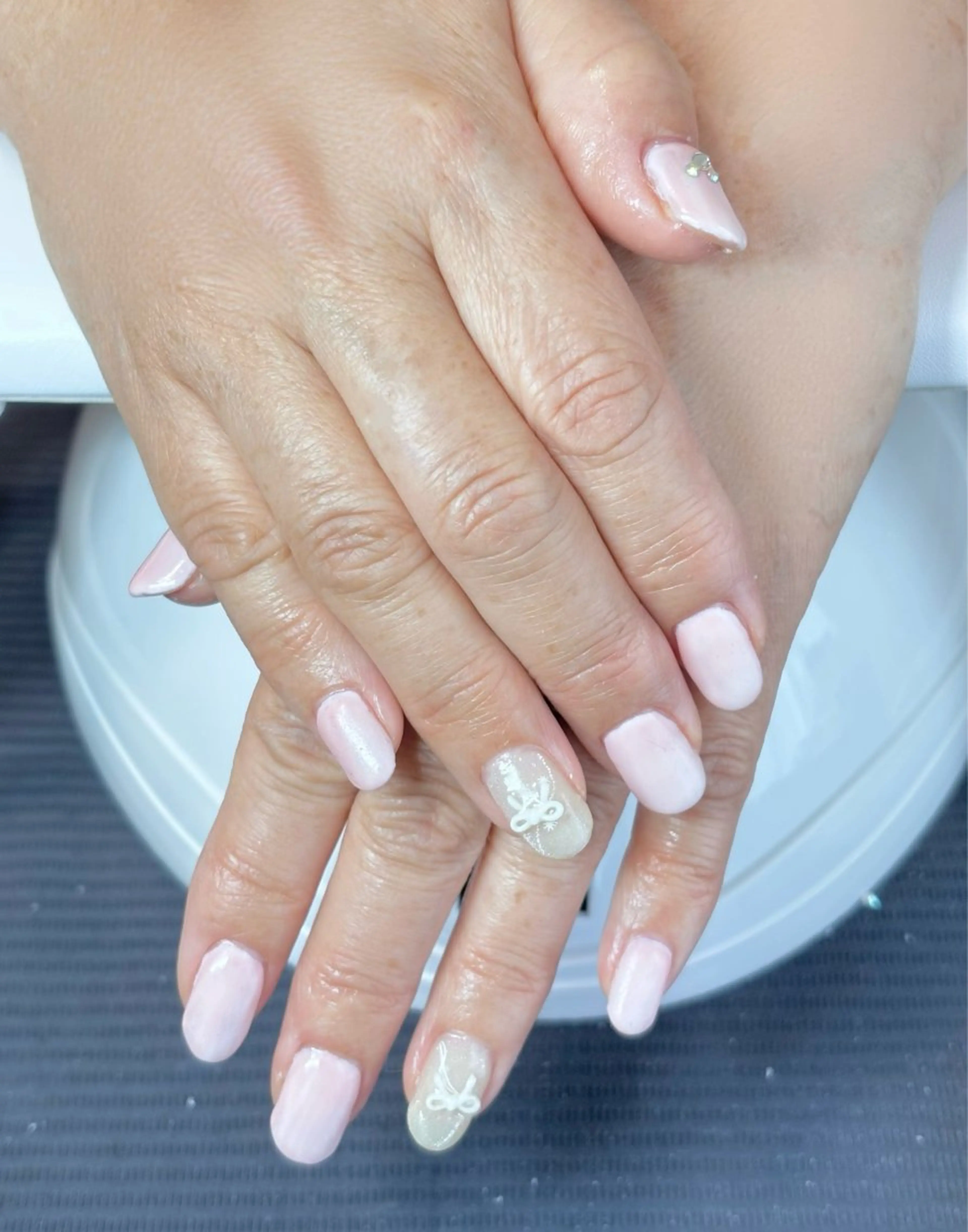 ネイル ピンク リボン ハンドネイル Lino nailのネイルデザイン