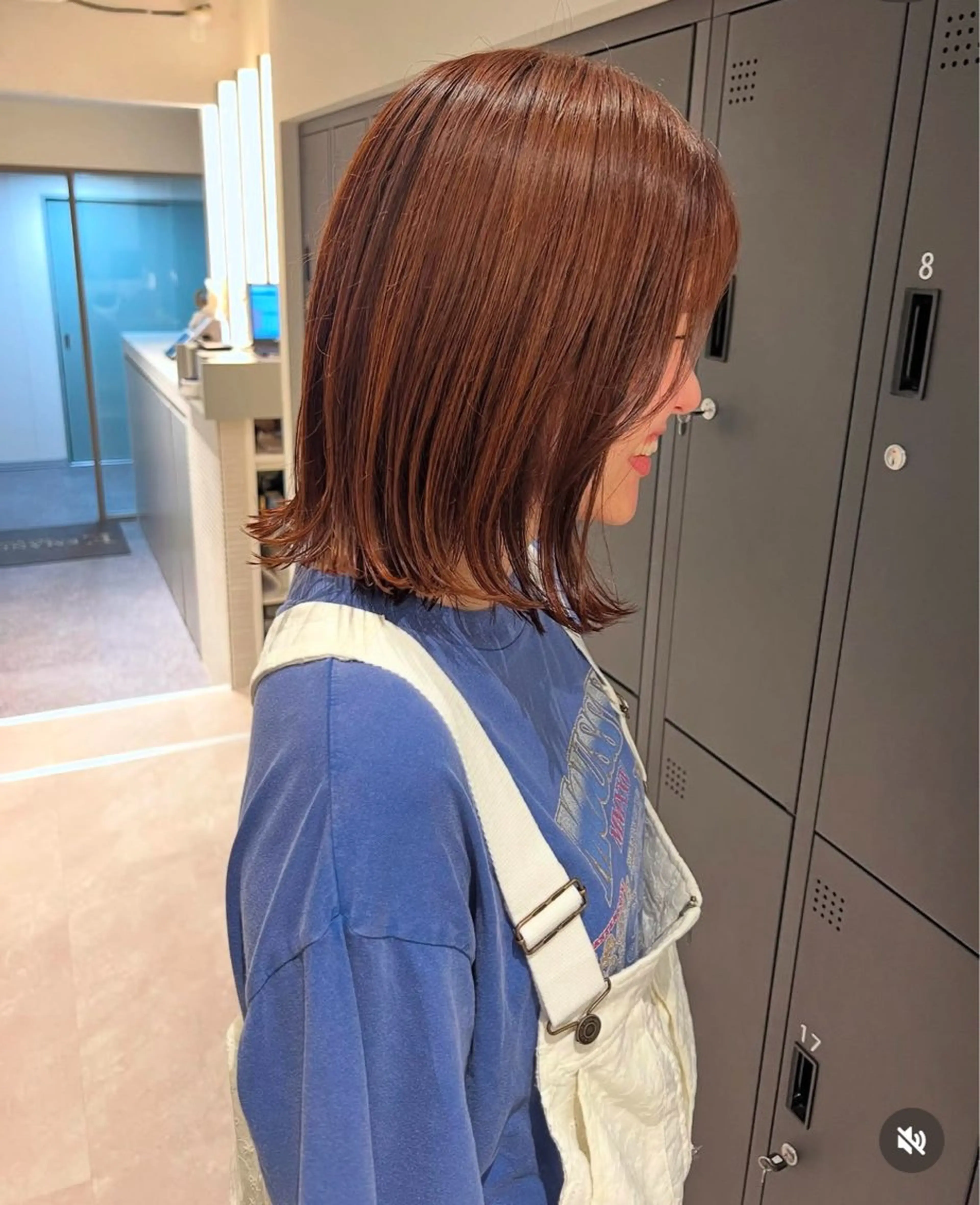 ミディアム カラー ヘアアレンジ ベージュカラー オレンジ ボブ カット ヘアカラー トリートメント 暗髪カラー🫐パーマ おくだりんかのヘアスタイル