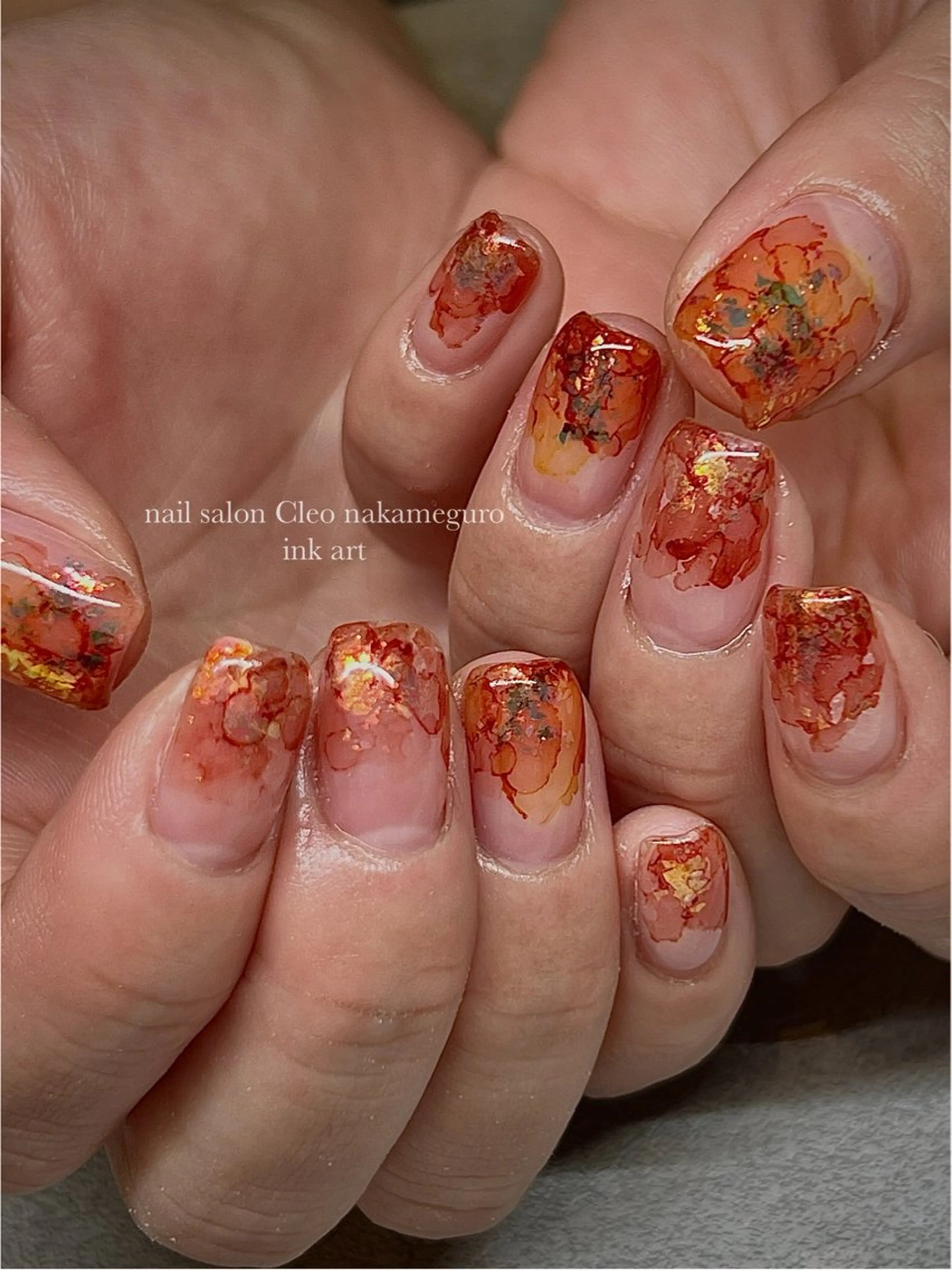 ネイル オーロラネイル フラワーネイル フレンチネイル ジェルネイル ハート ハンドネイル Cleo中目黒店 Hinahoのネイルデザイン