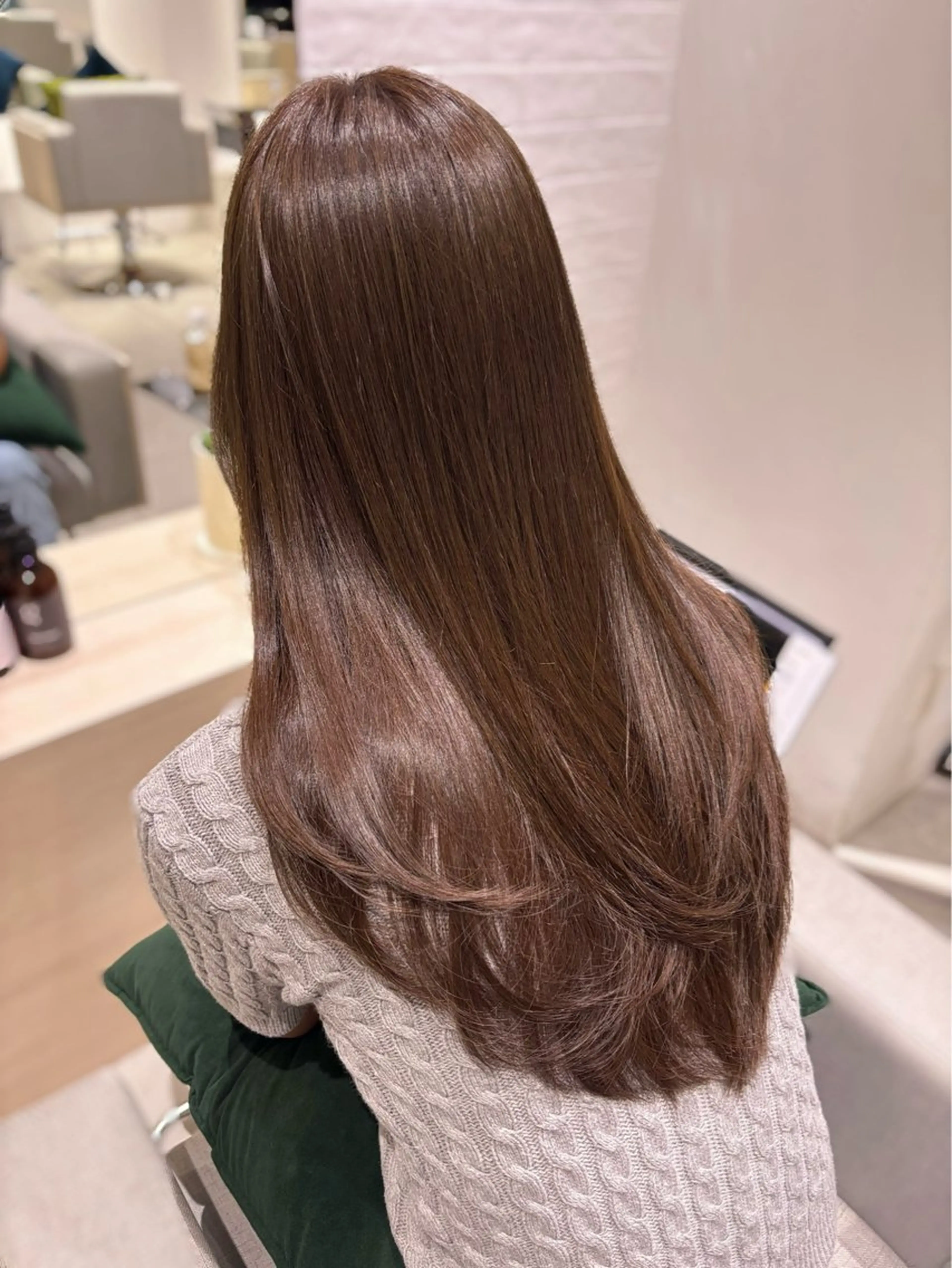 ロング カラー ベージュカラー ブラウンカラー グレージュ 韓国風ヘア レイヤーカット ヘアカラー トリートメント 銀座/髪質改善/韓国 カラー🍓原田侑依のヘアスタイル