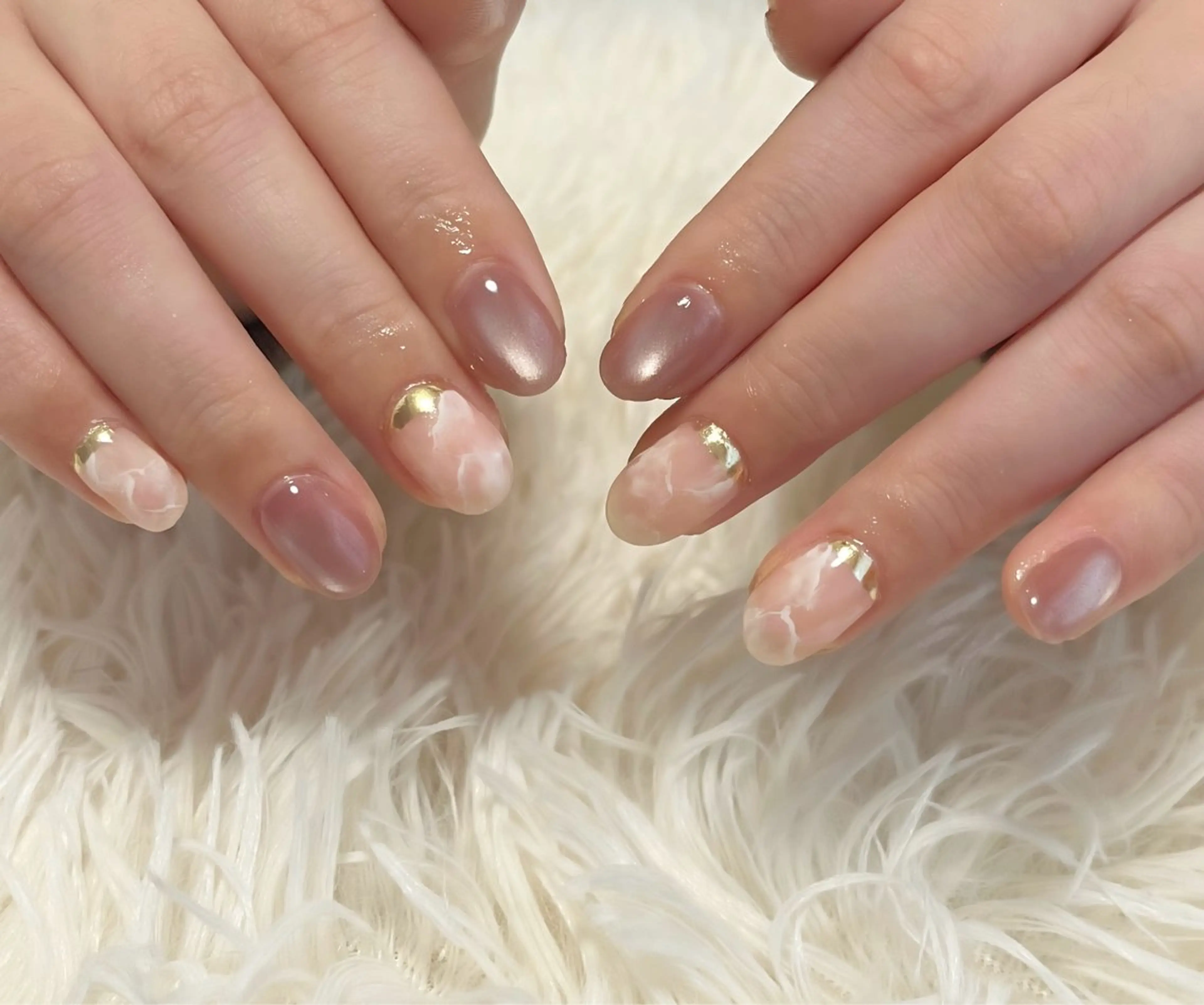 ネイル 大理石ネイル(マーブル) ピンク ハンドネイル 島田 亜紀のネイルデザイン