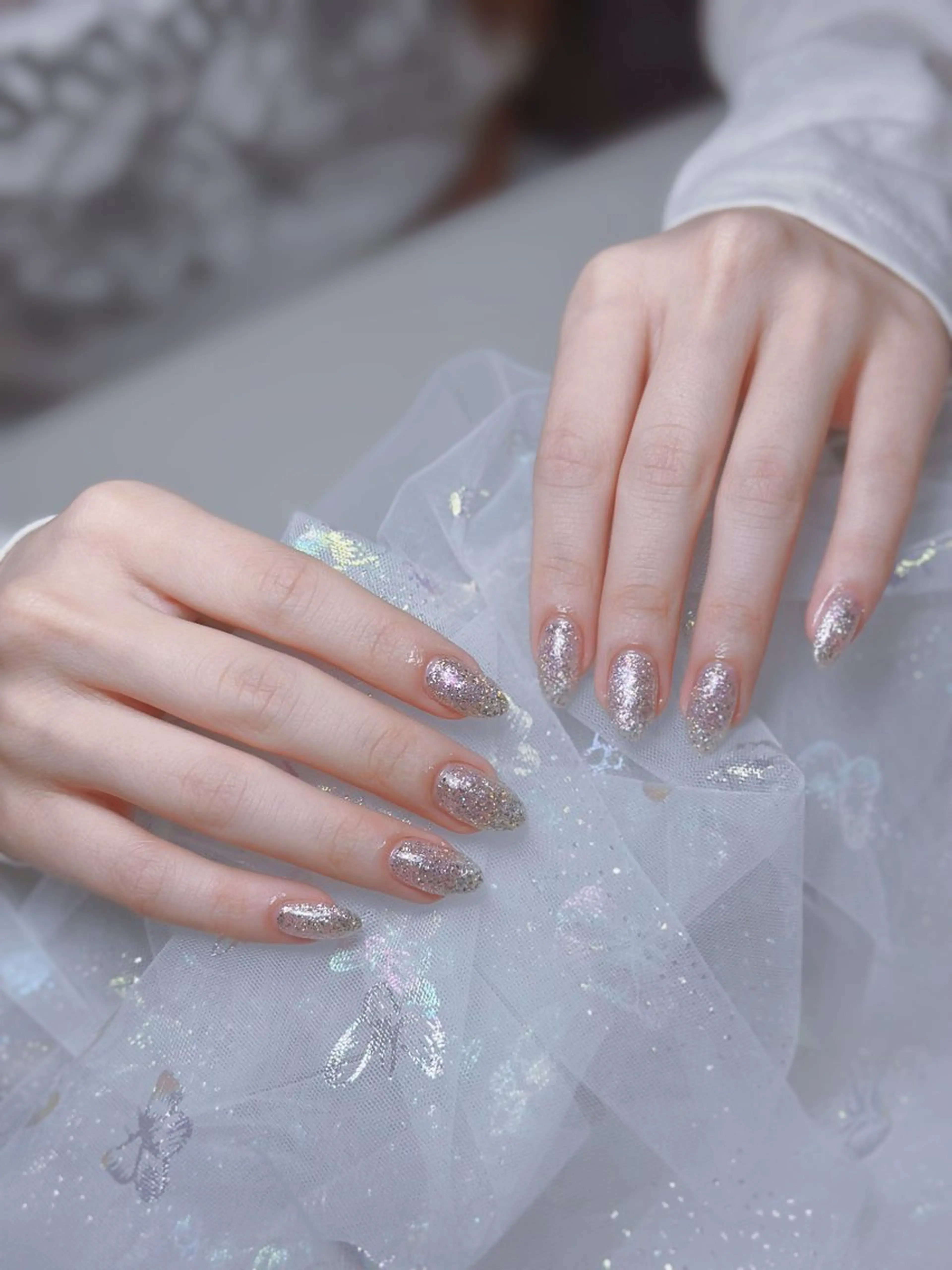 ネイル ラメ(グリッター) ワンカラーネイル ハンドネイル Maggie nailクロのネイルデザイン