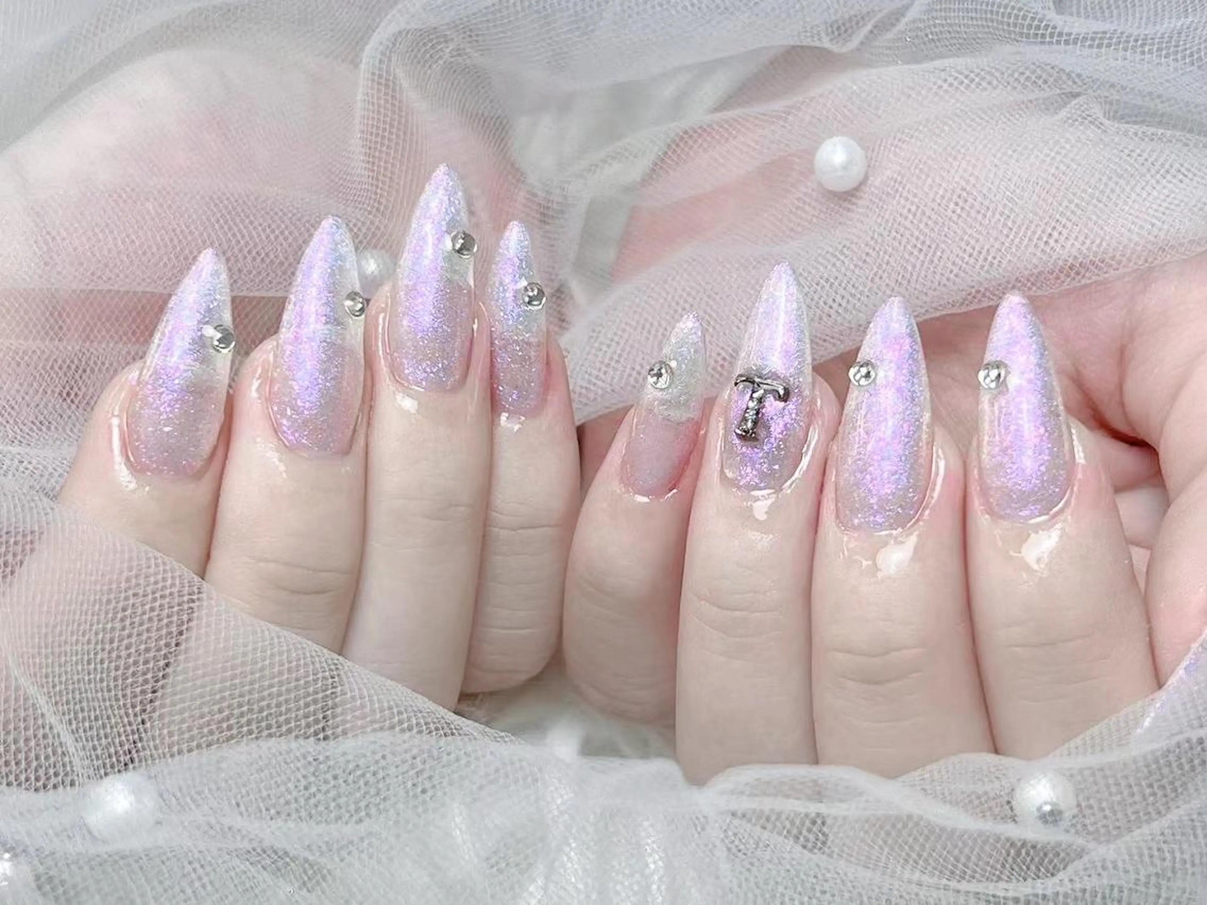 メンズ ネイル アートネイル フレンチネイル ジェルネイル キラキラネイル パラジェル Bloom kabukiのネイルデザイン