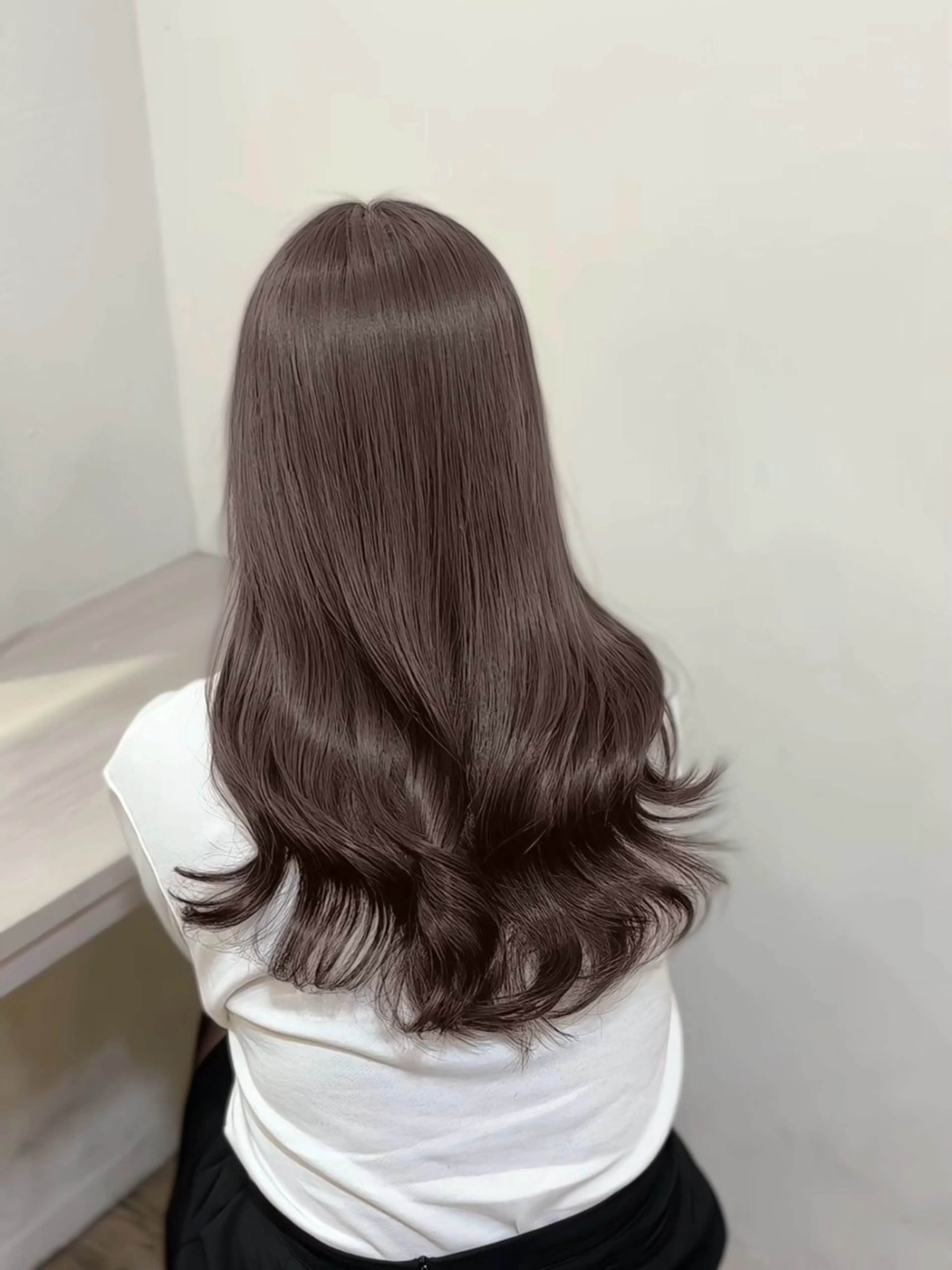 セミロング カラー 透明感カラー グレージュ レイヤーカット カット ヘアカラー トリートメント ブリーチなしベージュ 特化 松村 茶屋町のヘアスタイル