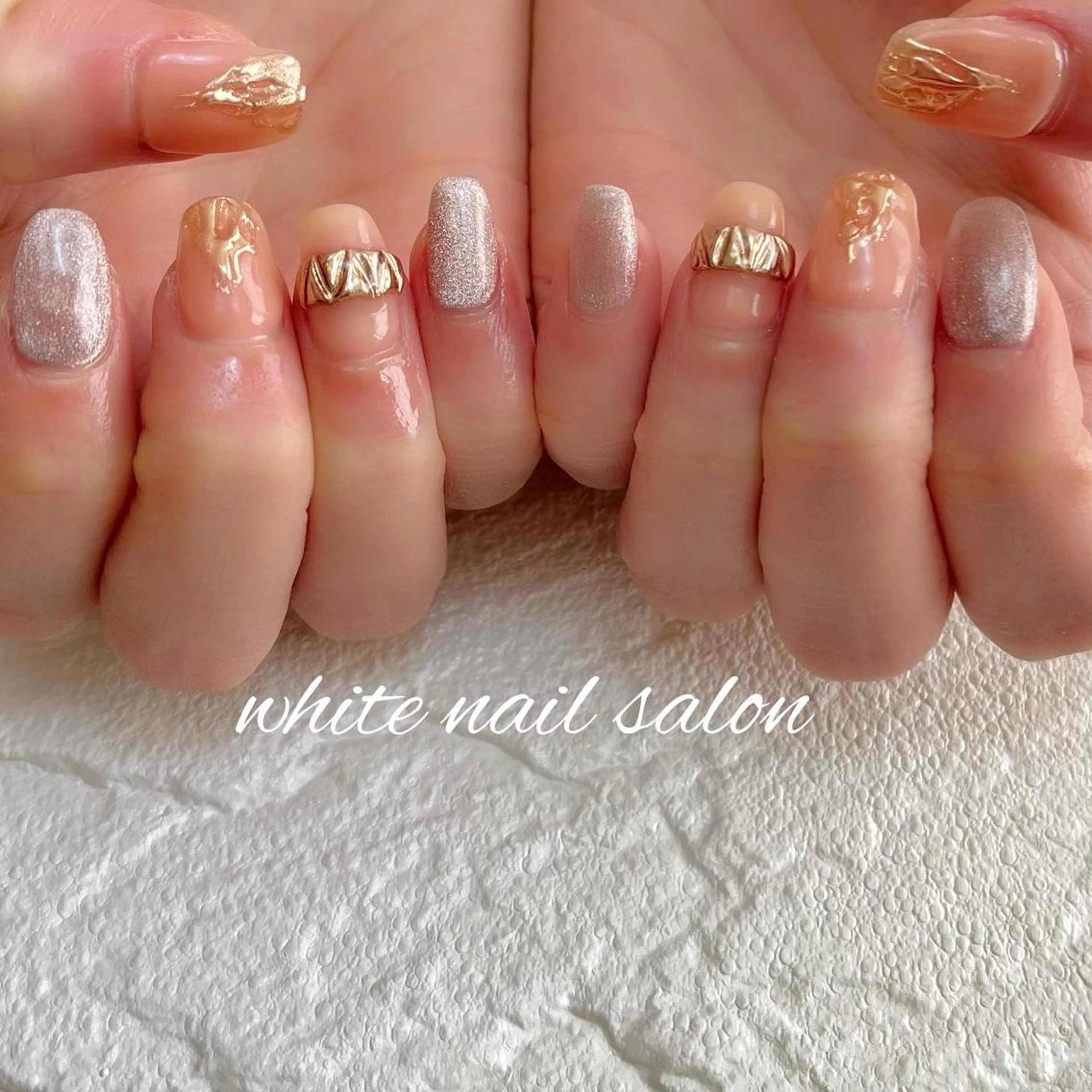 ネイル フットネイル ジェルネイル ハードジェル ラメ(グリッター) 持ち込み ハンドネイル white nail salonのネイルデザイン
