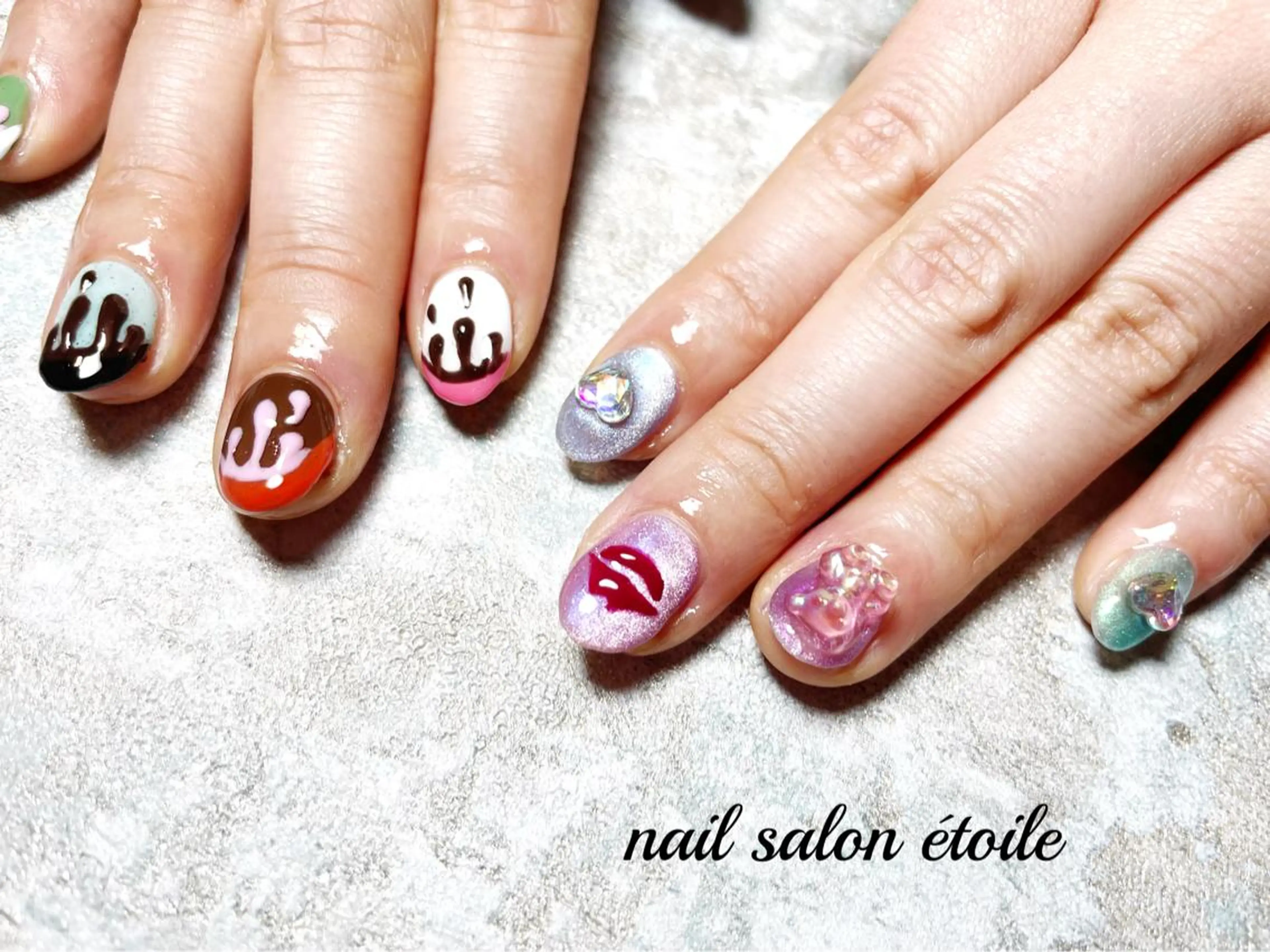 ネイル アートネイル ジェルネイル バレンタイン ハンドネイル nail salon étoileのネイルデザイン