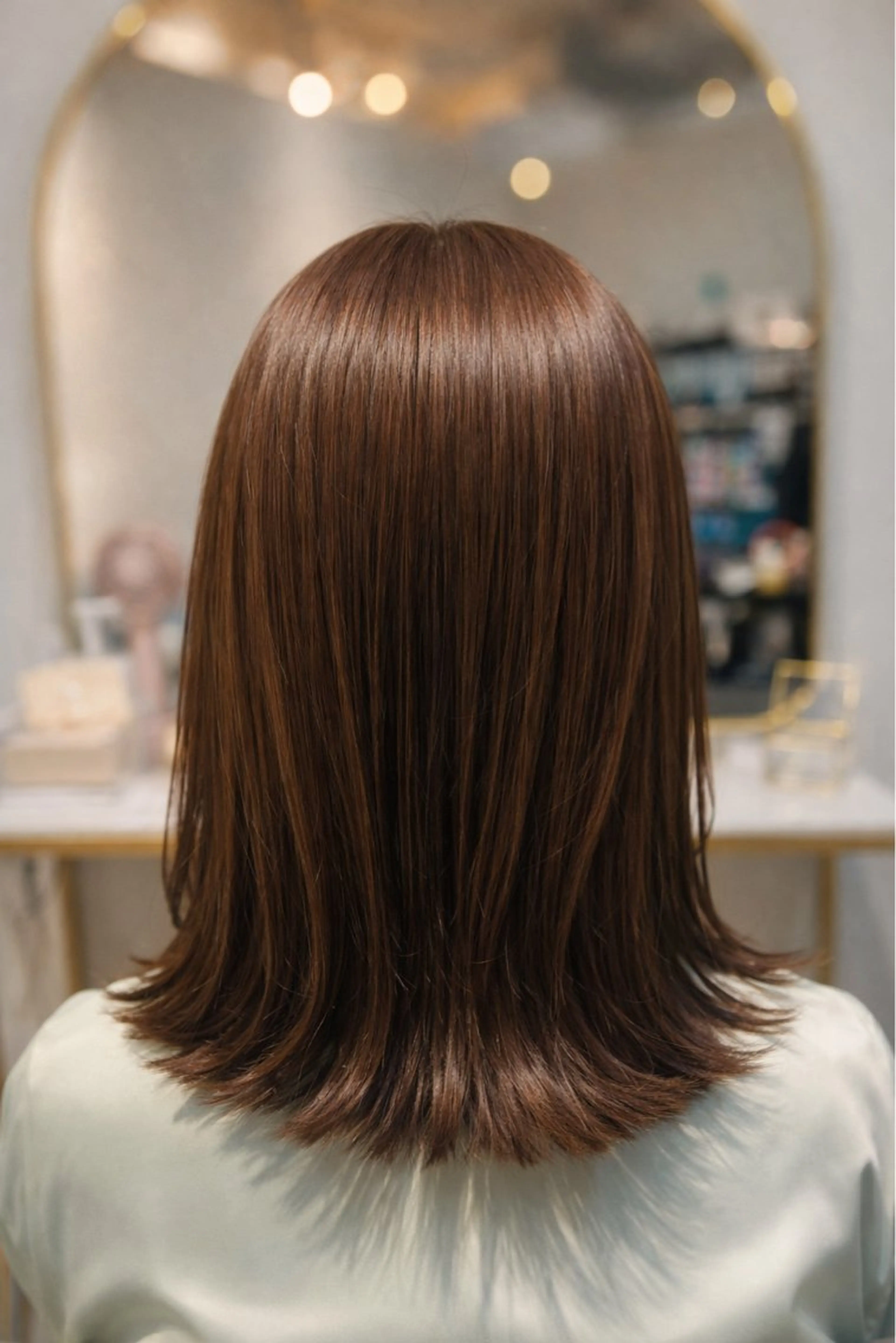 ミディアム ボブレイヤー ミディアムパーマ ボブ ハイライト 髪質改善 カット ヘアカラー トリートメント The Apartment of Solon Citta 船橋609所属・髪質改善/縮毛矯正/ 美髪/個室/ハラのヘアスタイル