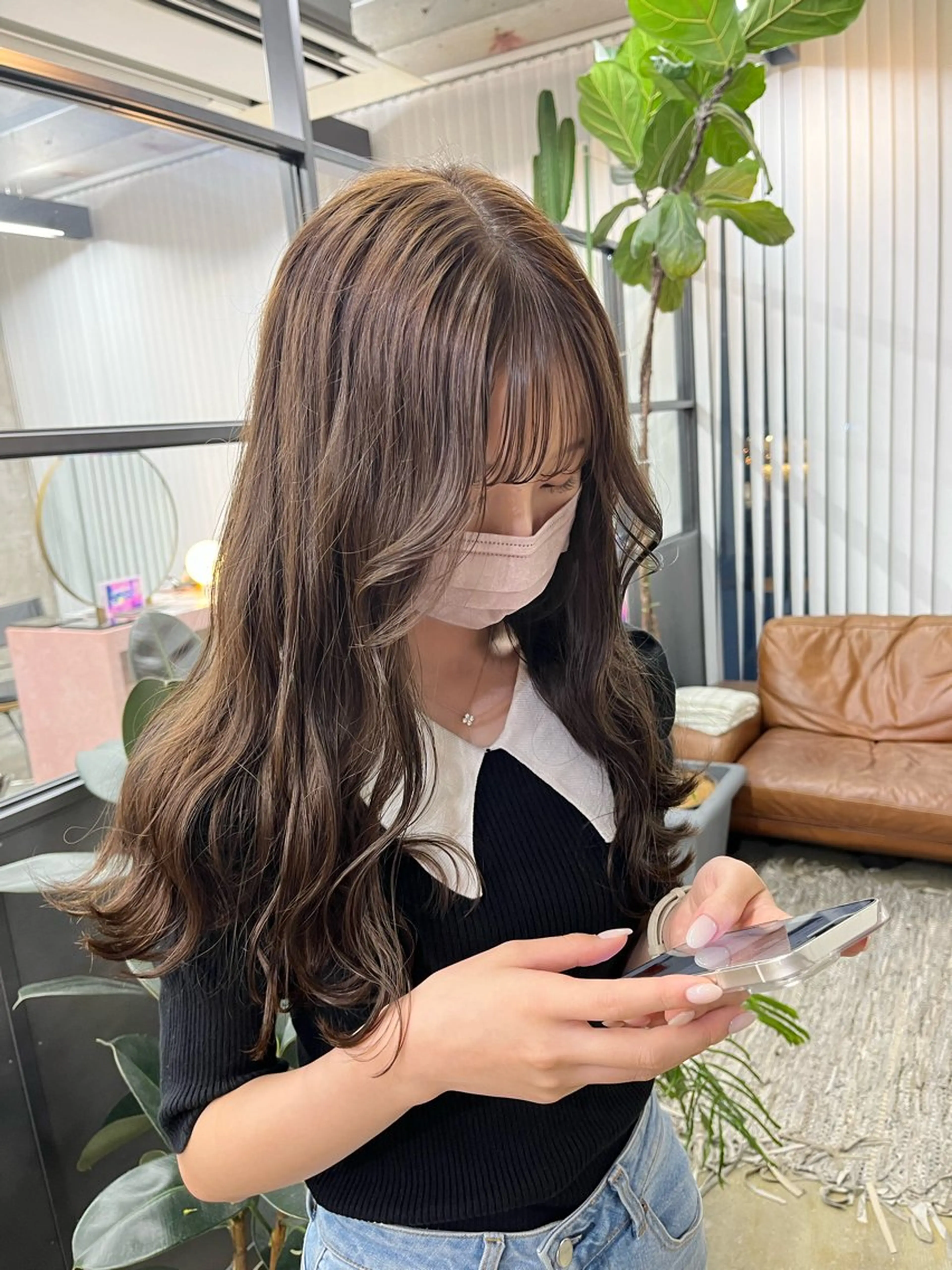 ロング カット ヘアカラー パーマ/オリーブ/ 酸性ストレート/ゆなのヘアスタイル