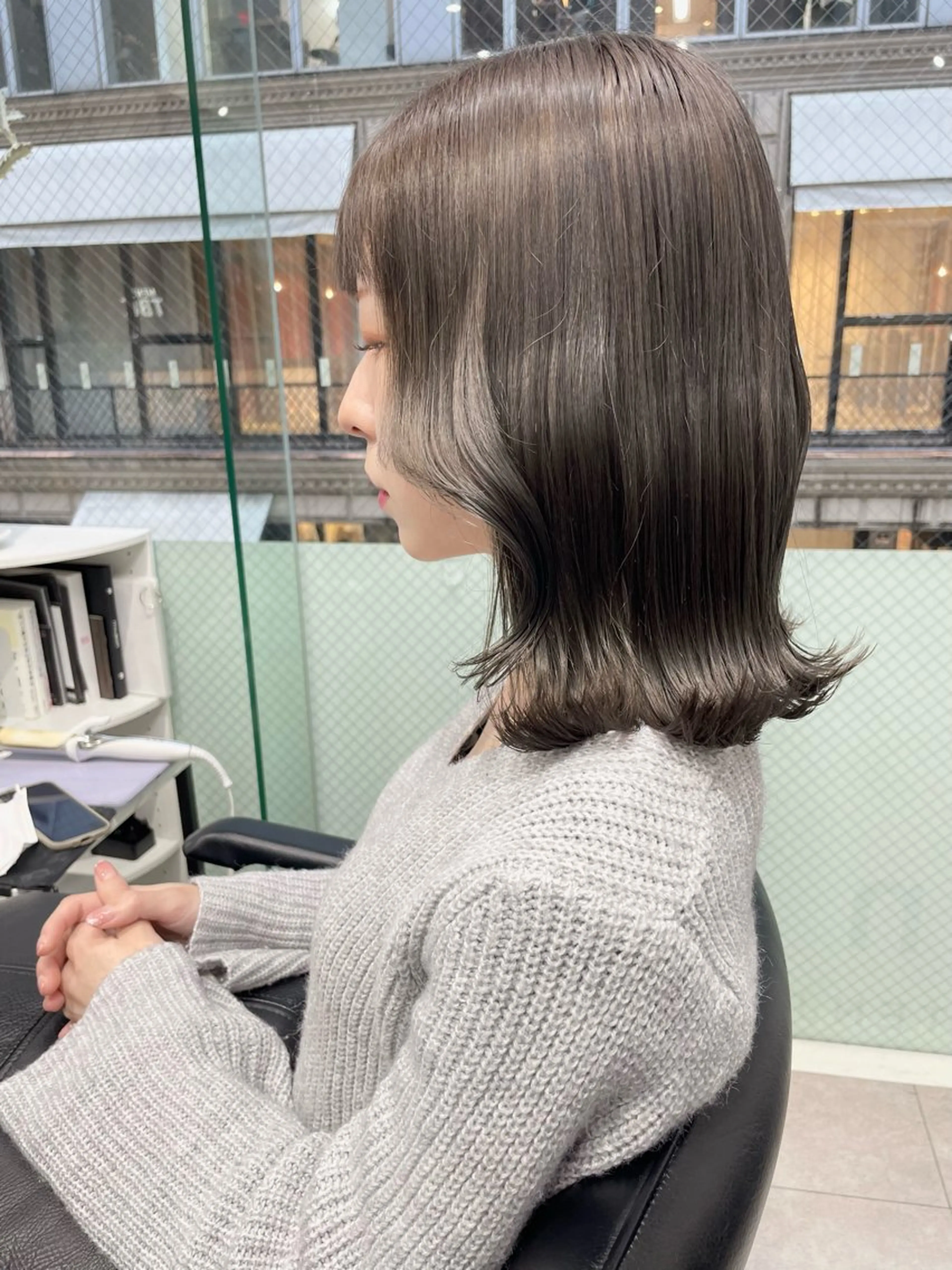 ミディアム カラー カット ヘアカラー トリートメント 髪質改善will hairdesignのヘアスタイル