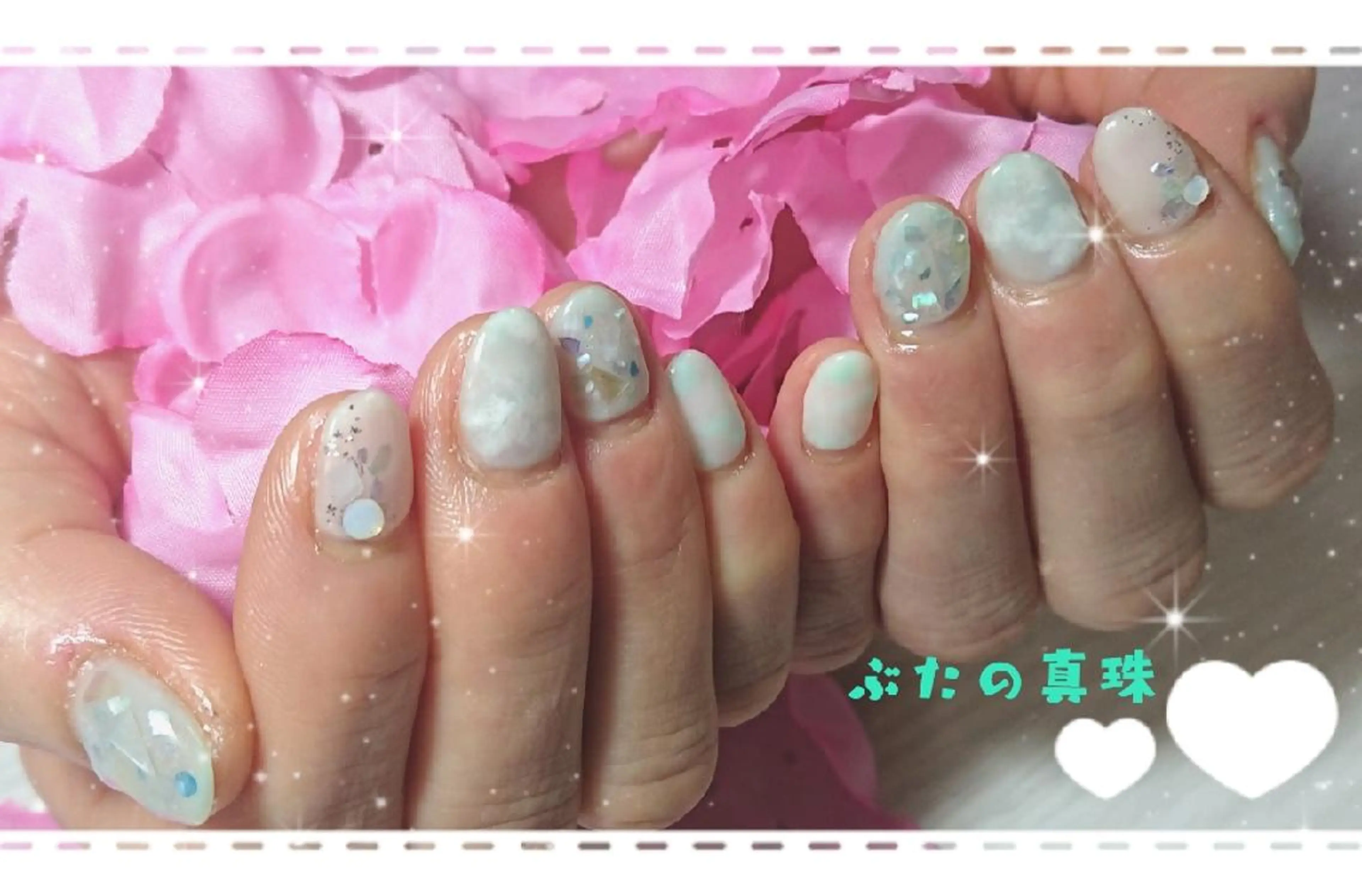 ネイル グリーン ニュアンスネイル ハンドネイル 林 珠里のネイルデザイン