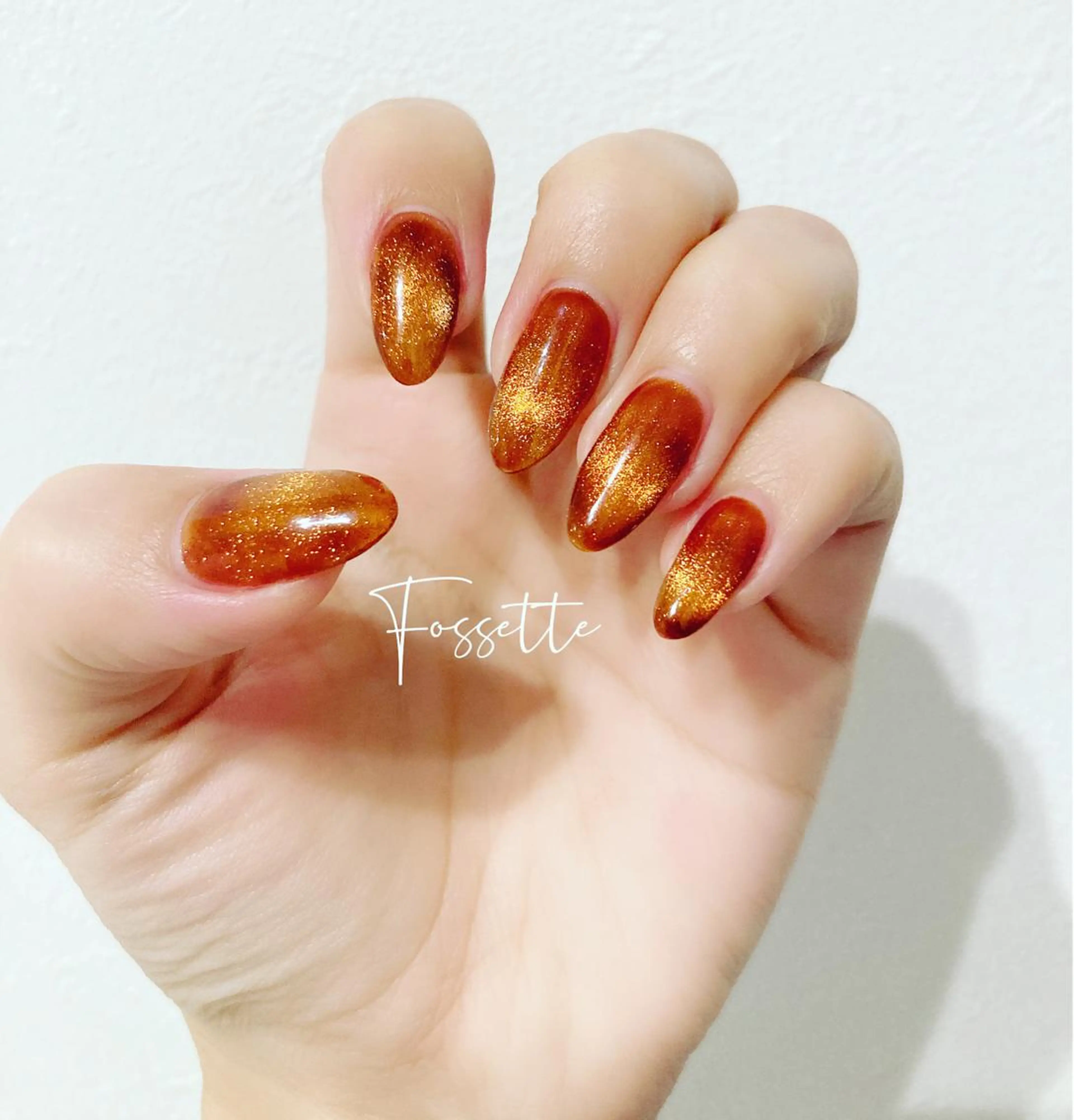 ネイル べっ甲ネイル ブラウン マグネットネイル ワンカラーネイル ハンドネイル nailsalon Fossetteのネイルデザイン