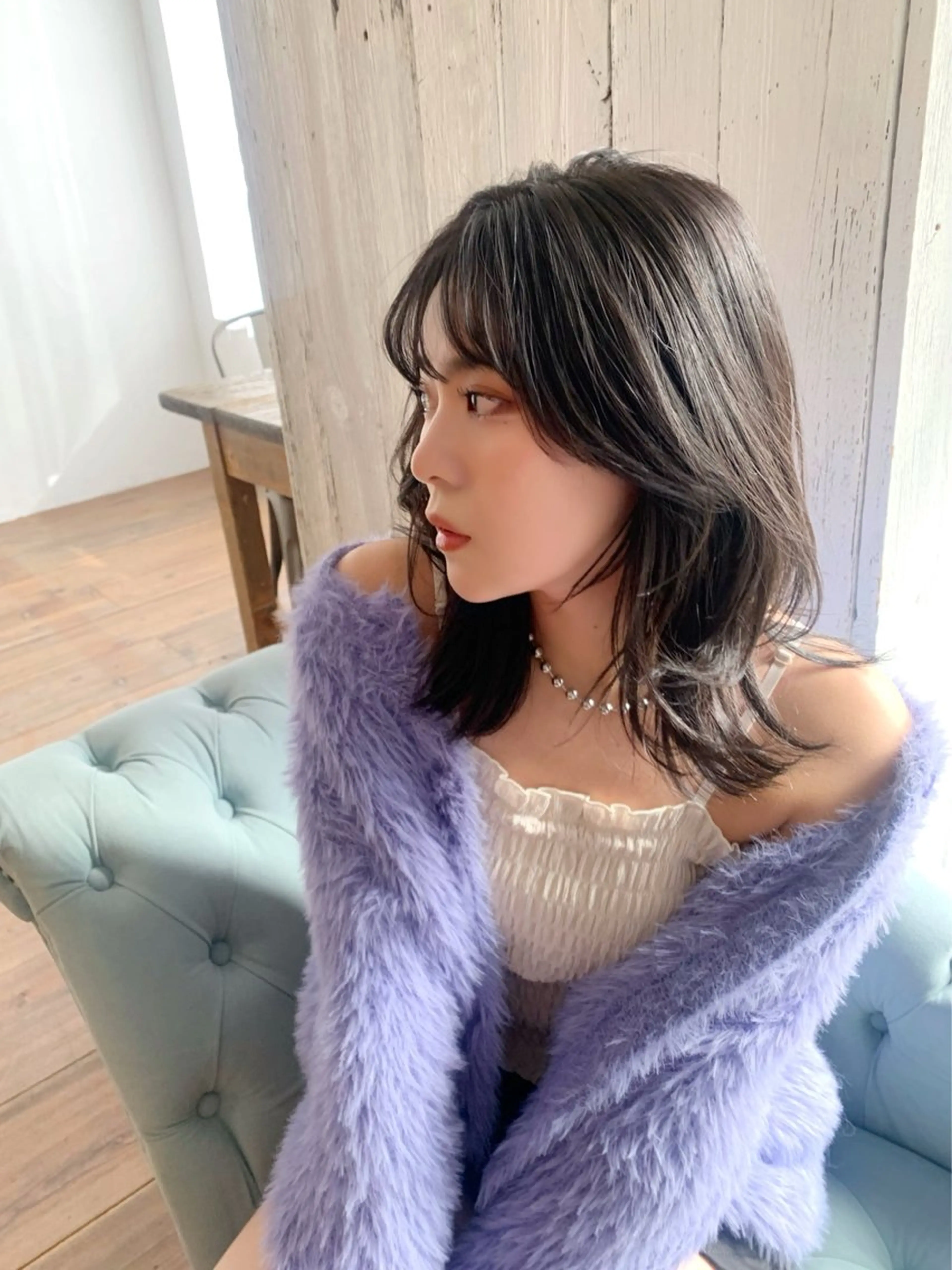 ミディアム くびれヘア 韓国風ヘア レイヤーカット カット トリートメント 藤間 帆乃夏（とうまほのかのヘアスタイル