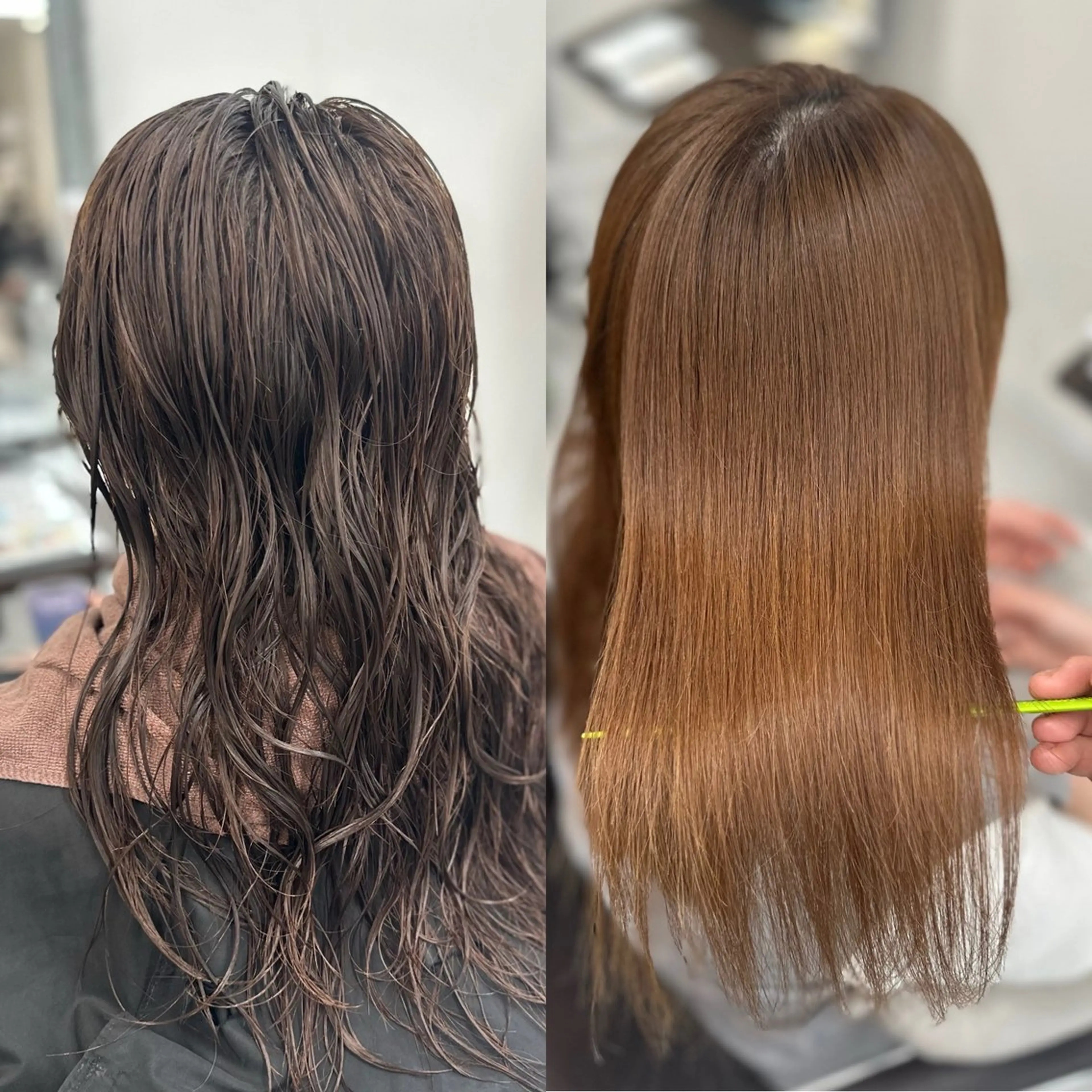 ロング 縮毛矯正 山崎結菜 🫧透明感カラーのヘアスタイル