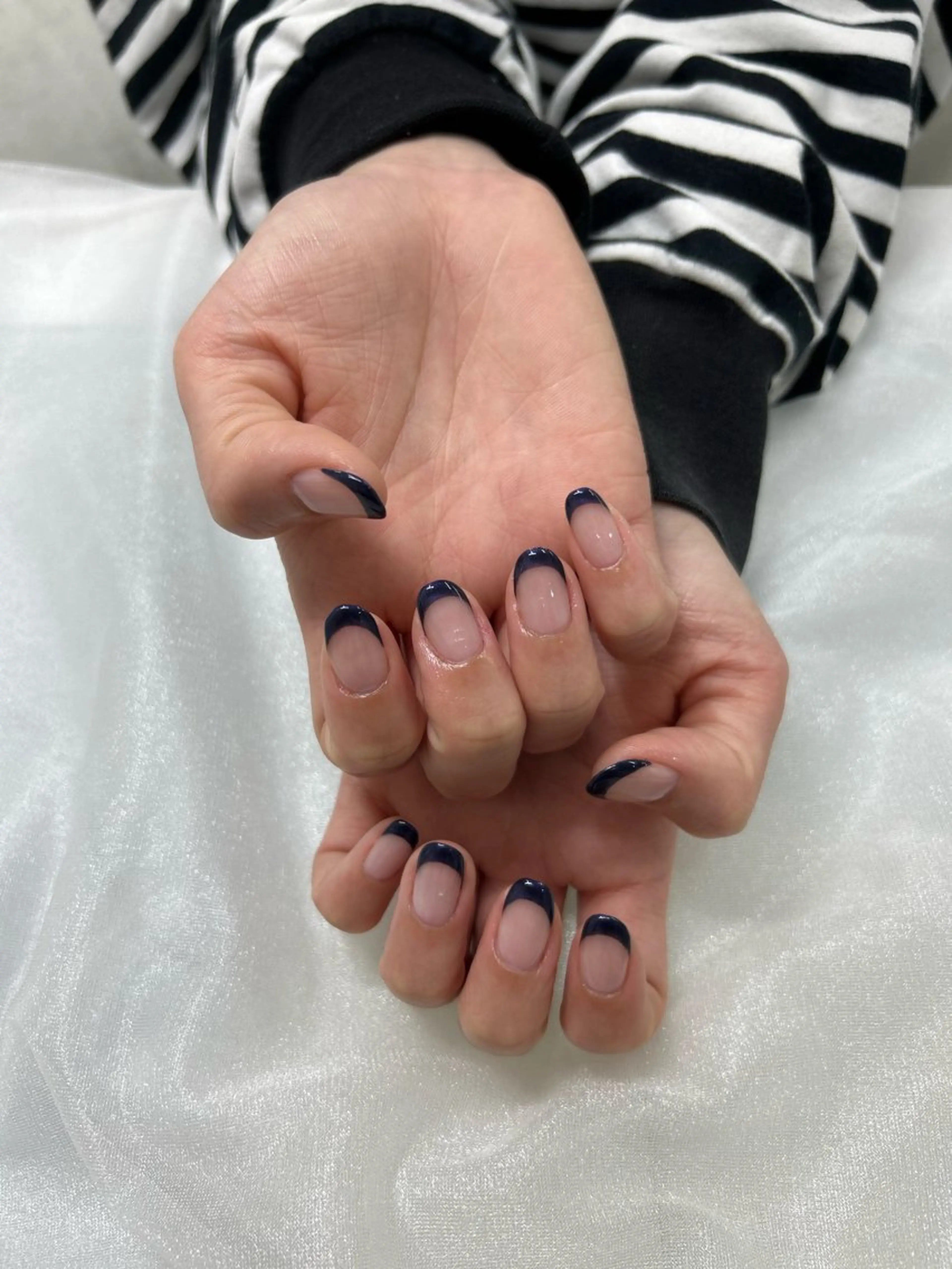 ネイル フレンチネイル ネイビー 加藤 楓子のネイルデザイン