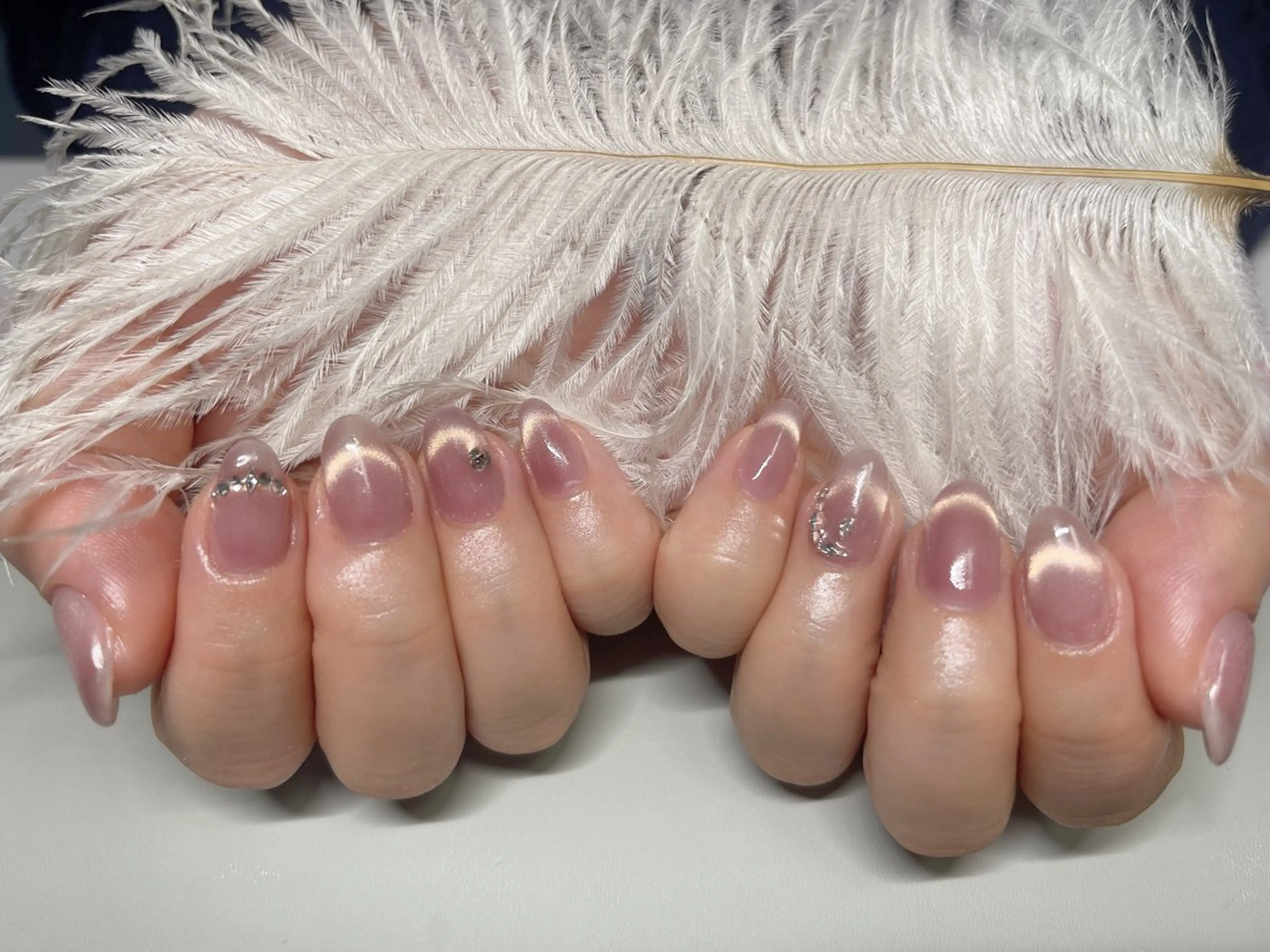 ネイル フレンチネイル マグネットネイル マグネットフレンチ ピンク K&T nail salon所属・K&T nail salonのネイルデザイン