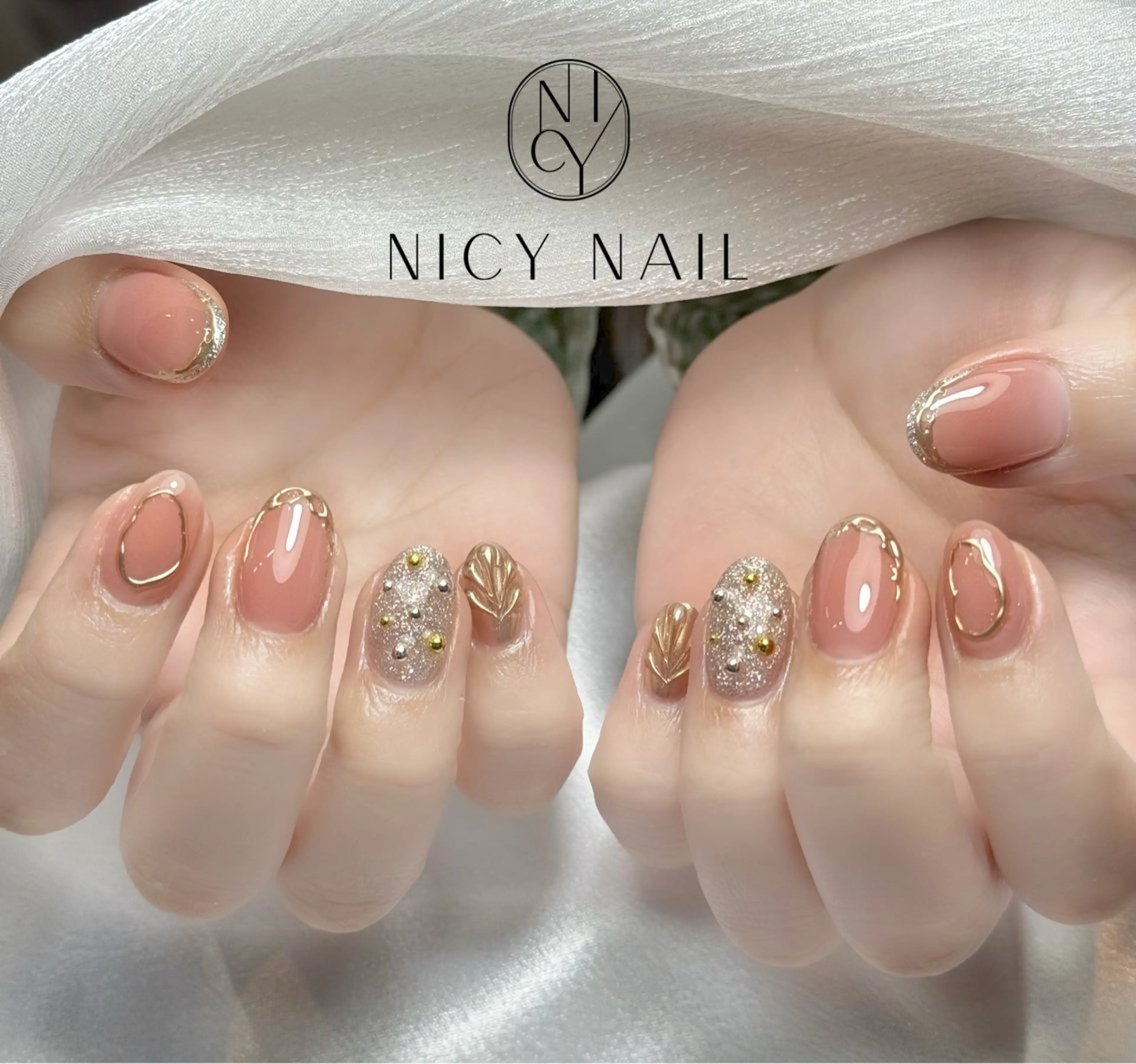 ネイル アートネイル オーロラネイル ブルー チークネイル フットネイル ハンドネイル Yurin_NICY 池袋のネイルデザイン