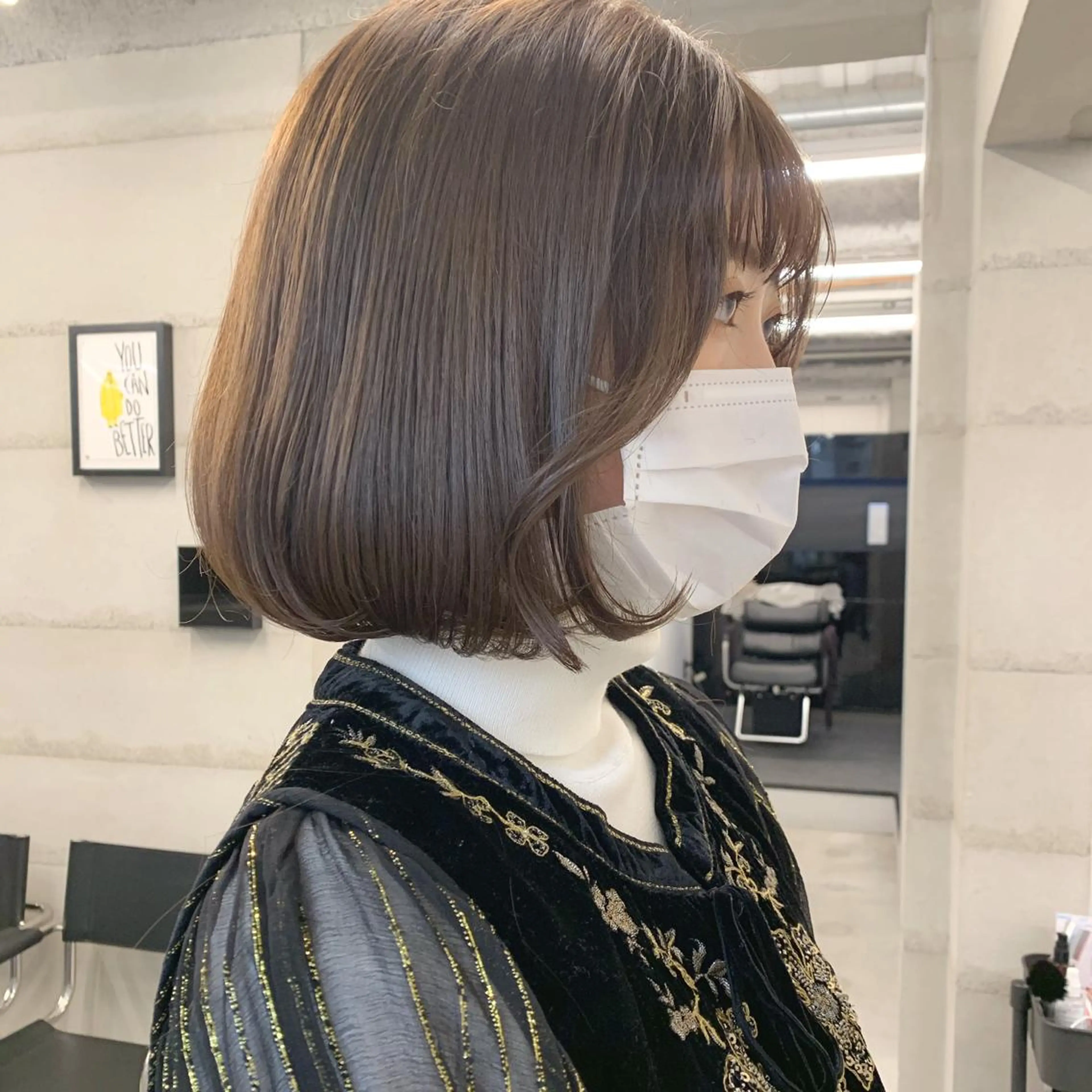 ミディアム カラー 透明感/オリーブ/ グレージュ/YUKAのヘアスタイル