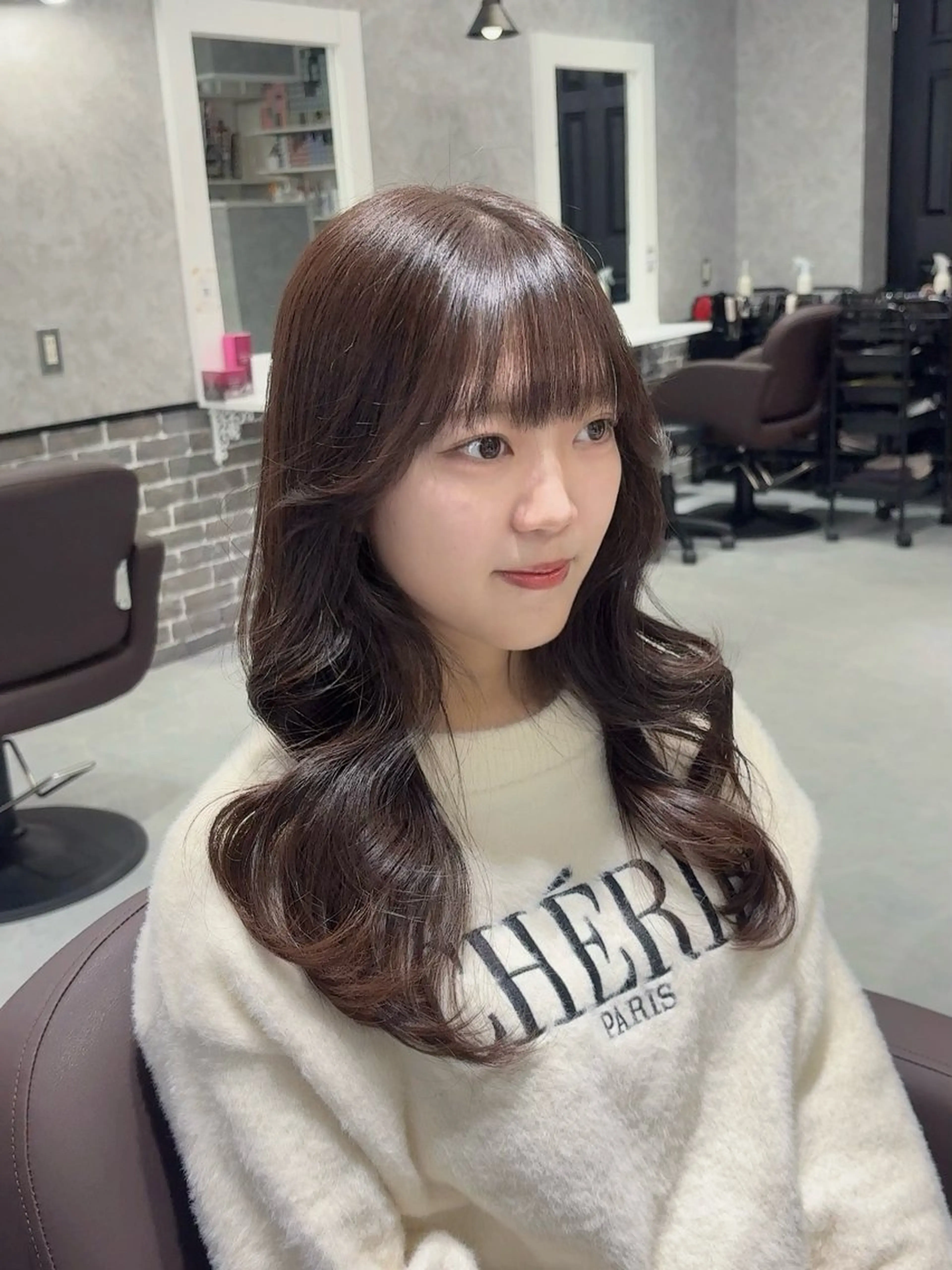 セミロング カット ヘアカラー トリートメント Aura 髪質改善＆韓国レイヤー所属・あい❤︎ /髪質改善/韓国巻きのヘアスタイル