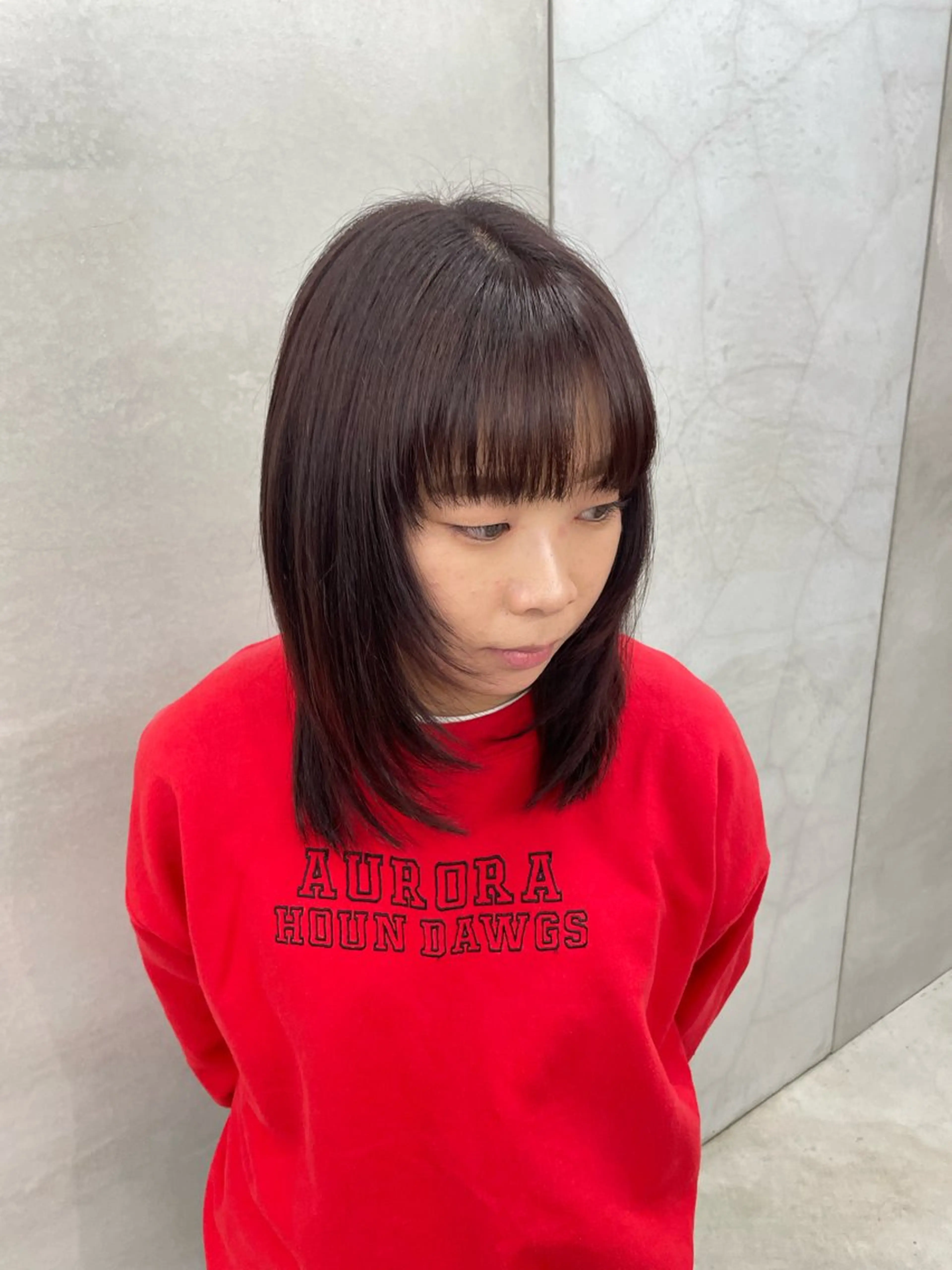 ミディアム レッドブラウン 顔周りカット レイヤーカット ウルフカット 【メンズ特化】 イマダナツミのヘアスタイル