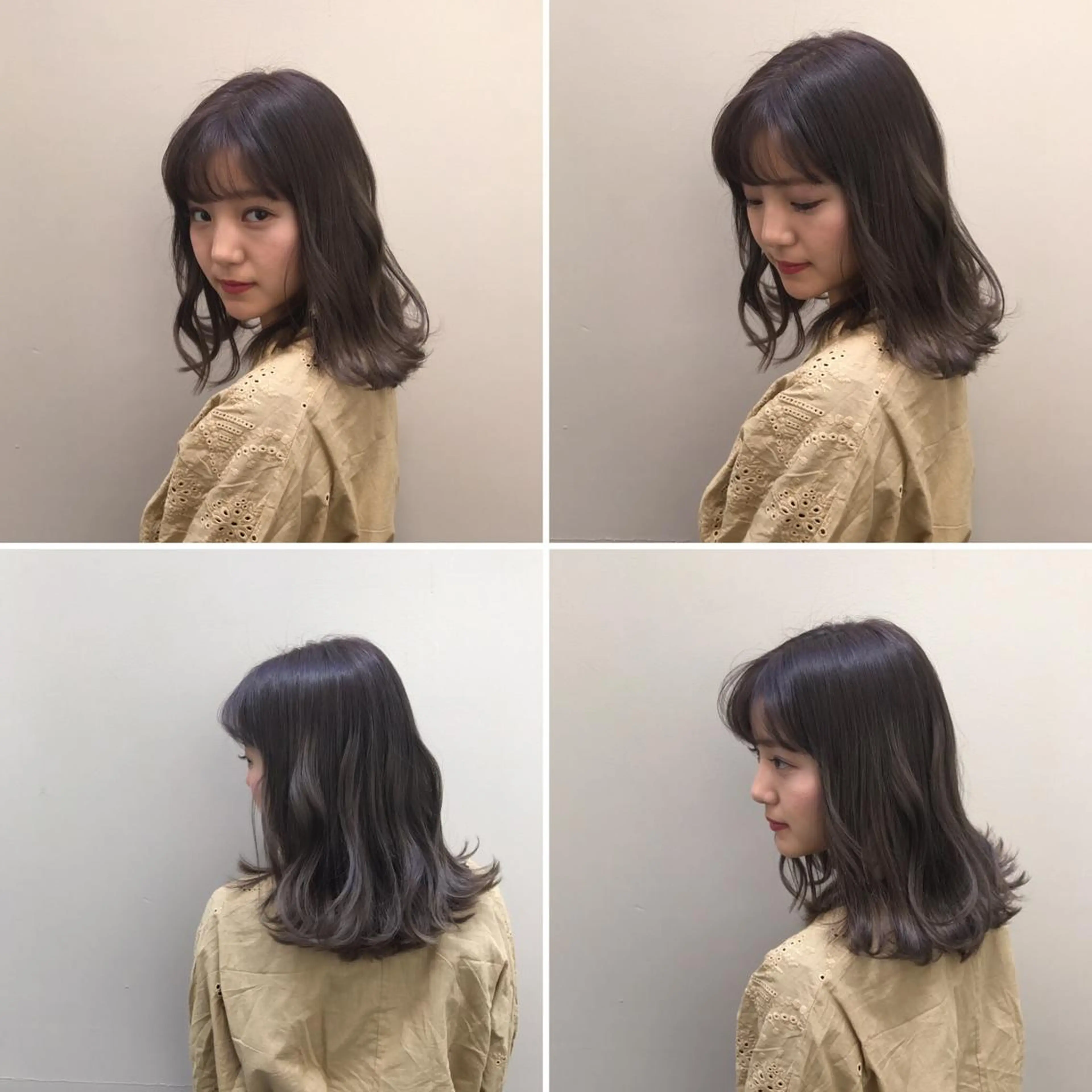 ミディアム カラー 切りっぱなしボブ イルミナカラー ボブ 日々所属・谷 大地のヘアスタイル