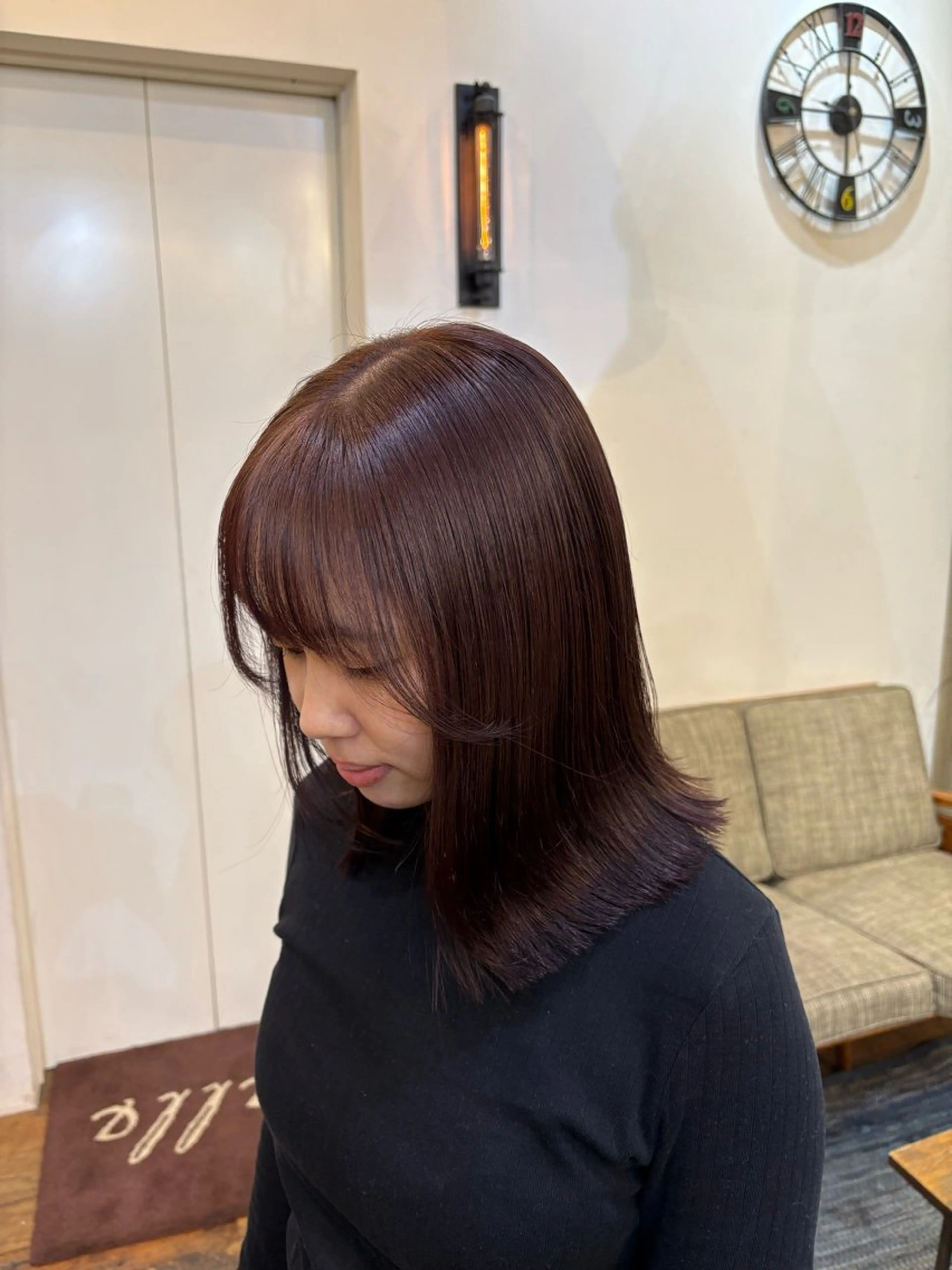 ミディアム ピンクブラウン 似合わせカット‪// 鶴我万唯華のヘアスタイル